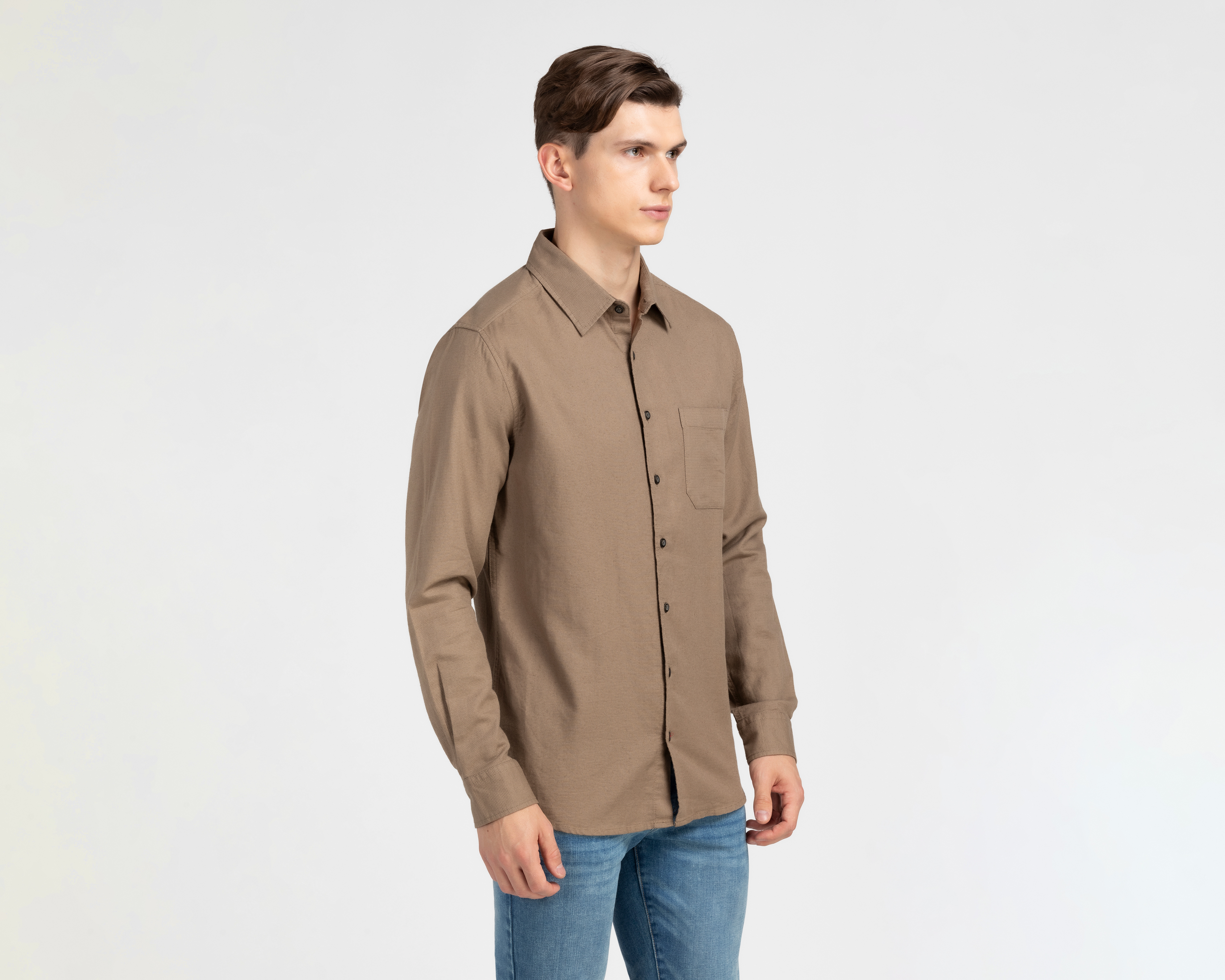 Foto 2 pulgar | Foto 1 | Camisa de Moda de Algodón Refill Regular Lisa