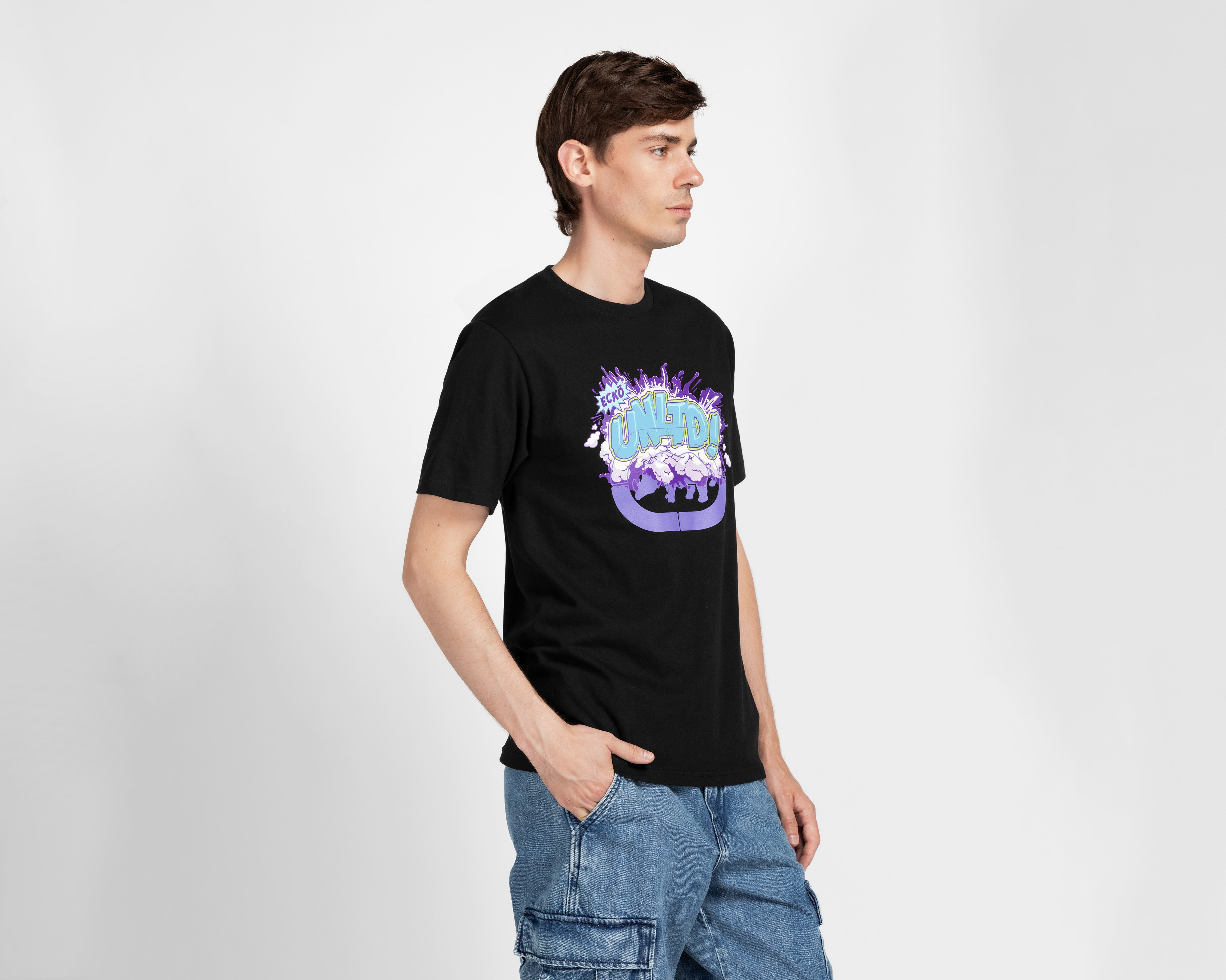 Playera de Cuello Redondo Eckó Unltd. Negra para Hombre