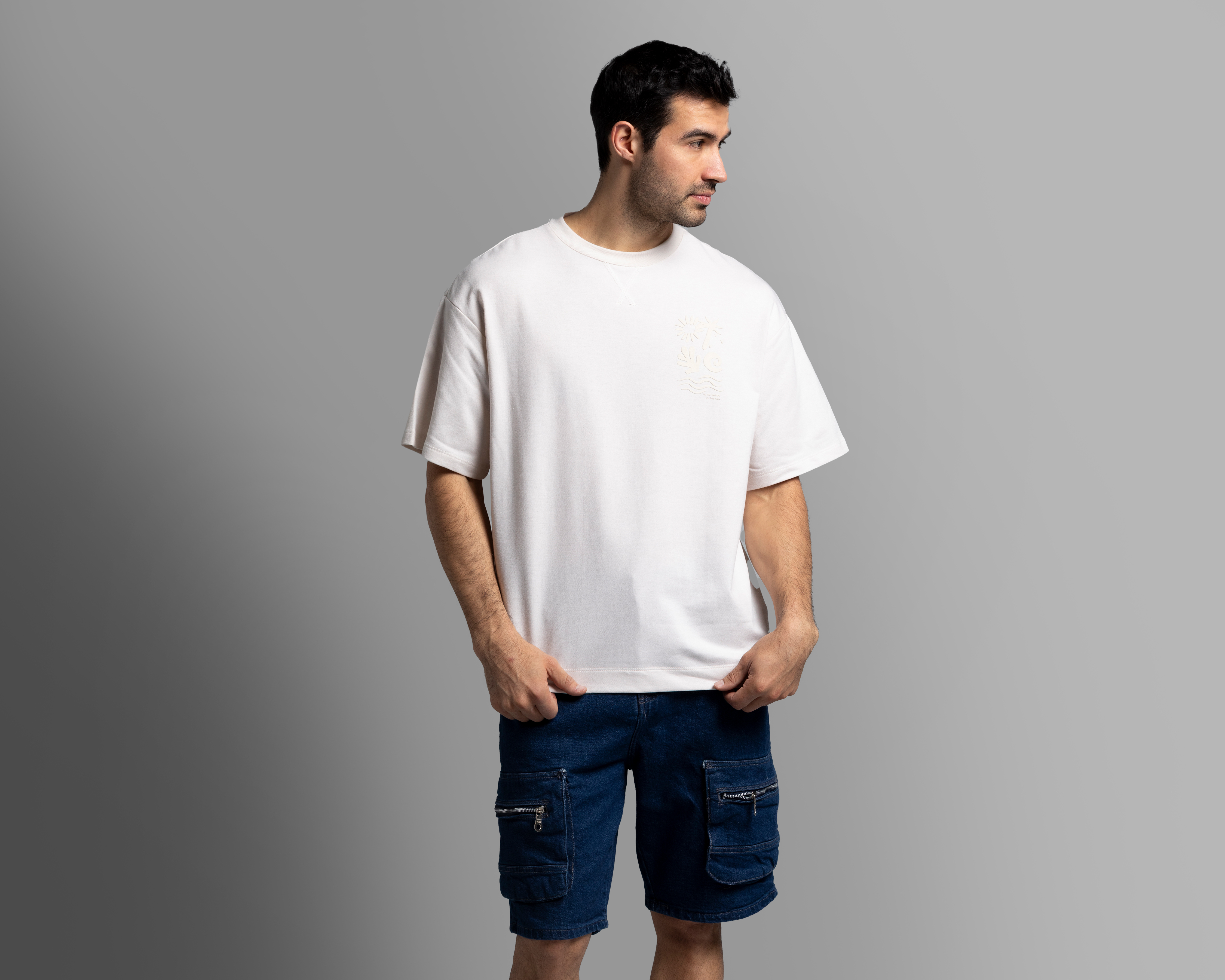 Foto 3 pulgar | Foto 2 | Playera de Cuello Redondo Beige Strona para Hombre