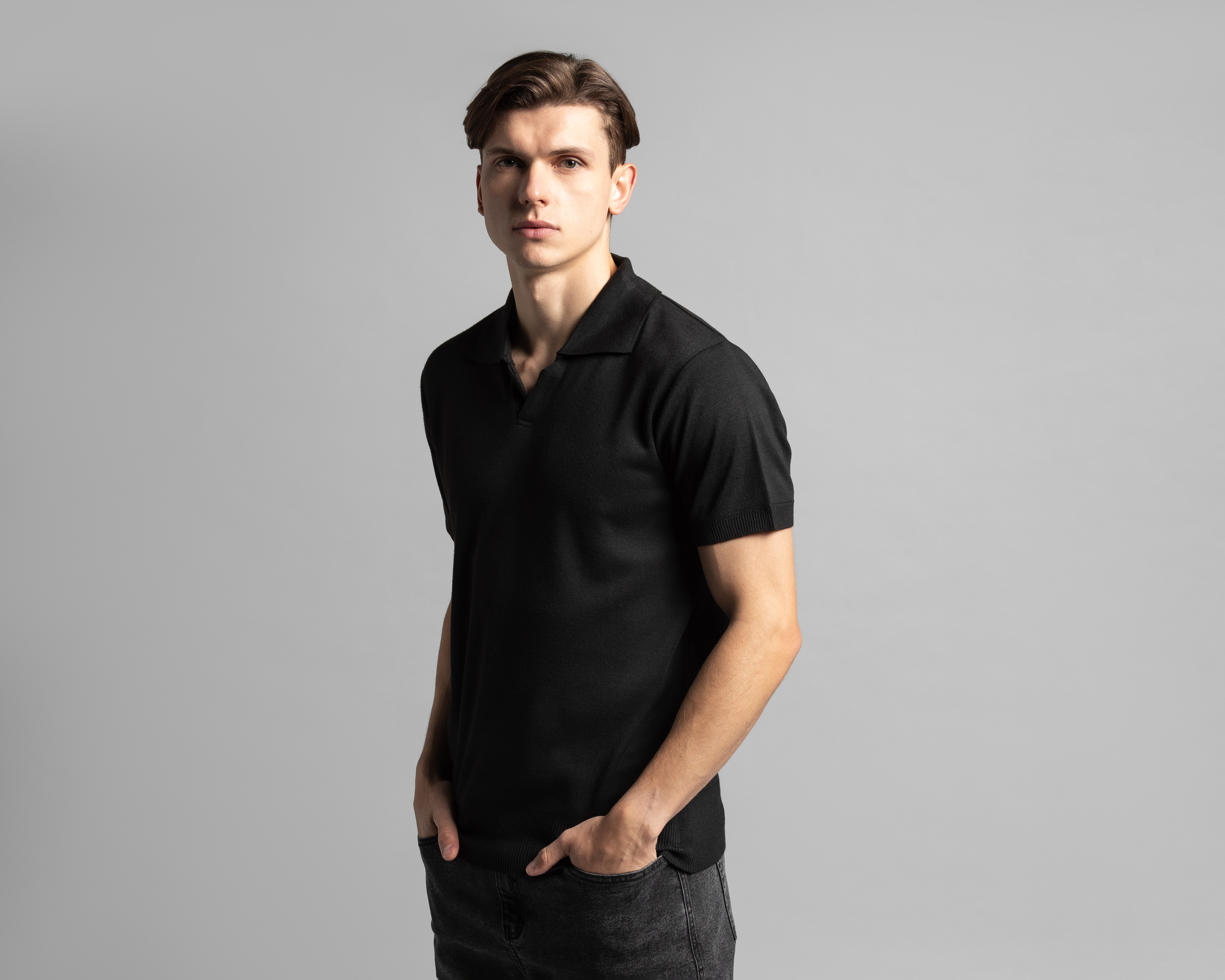 Playera Polo Thinner Negra para Hombre