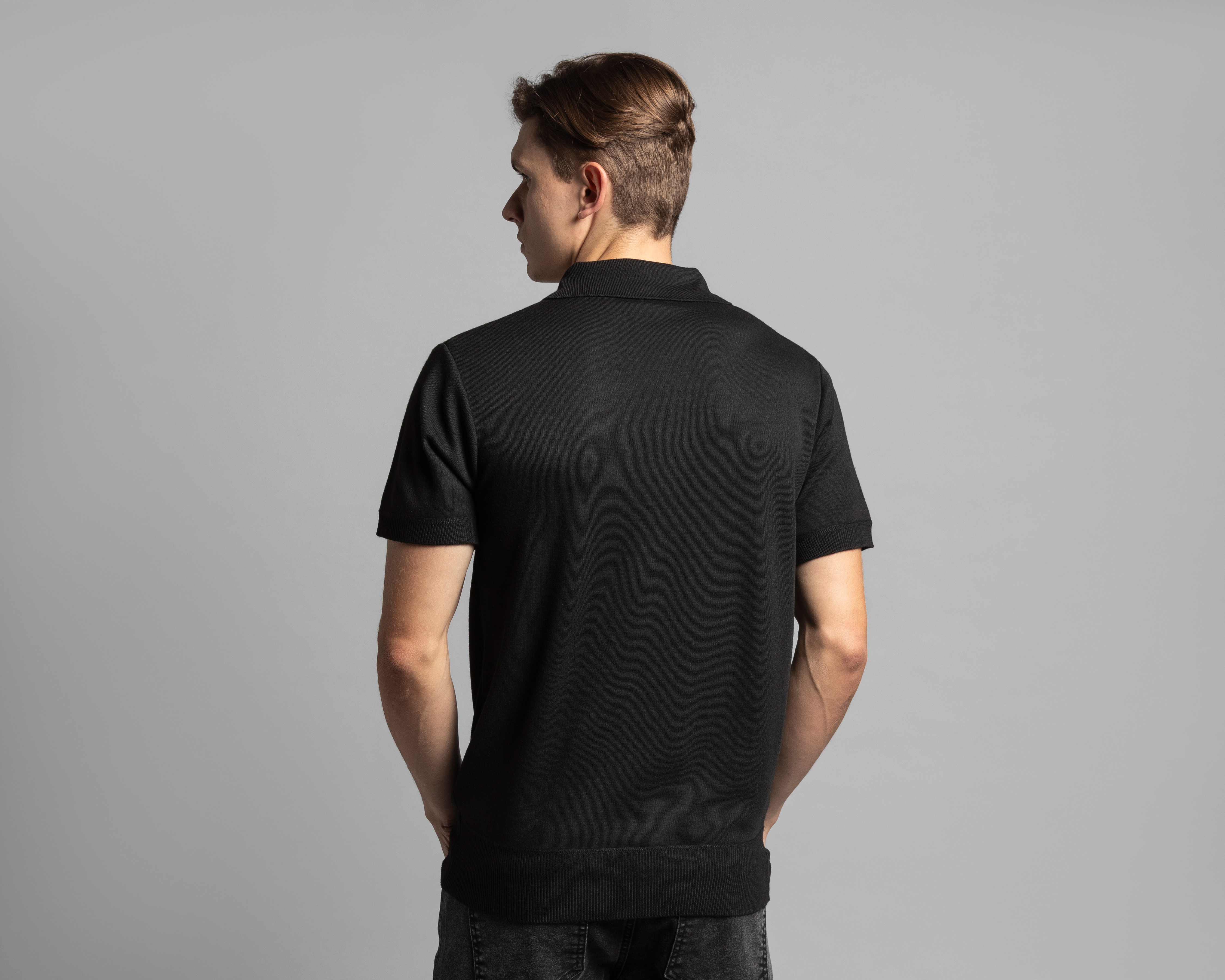 Foto 4 pulgar | Foto 3 | Playera Polo Thinner Negra para Hombre