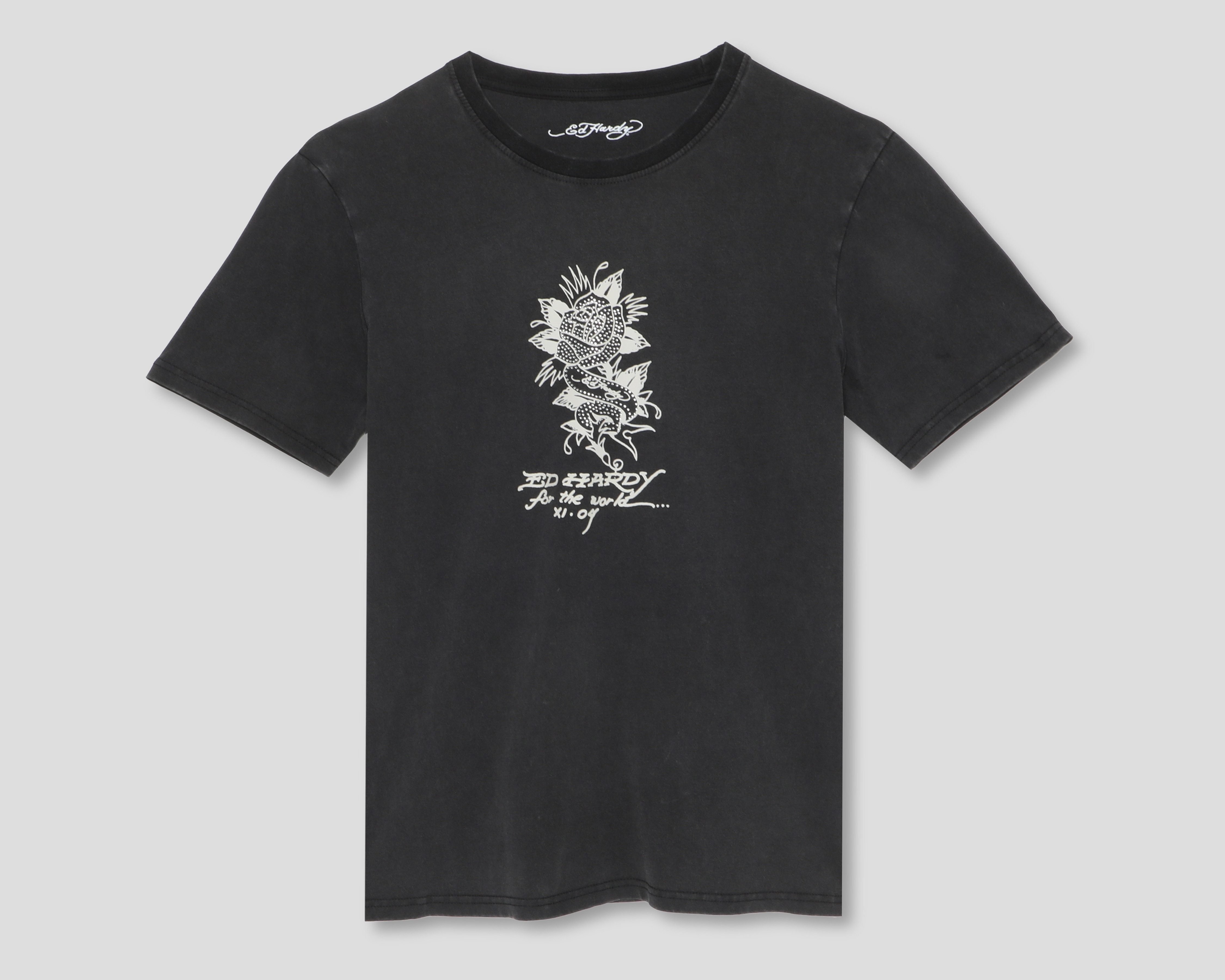 Playera Cuello Redondo Gris Ed Hardy para Hombre