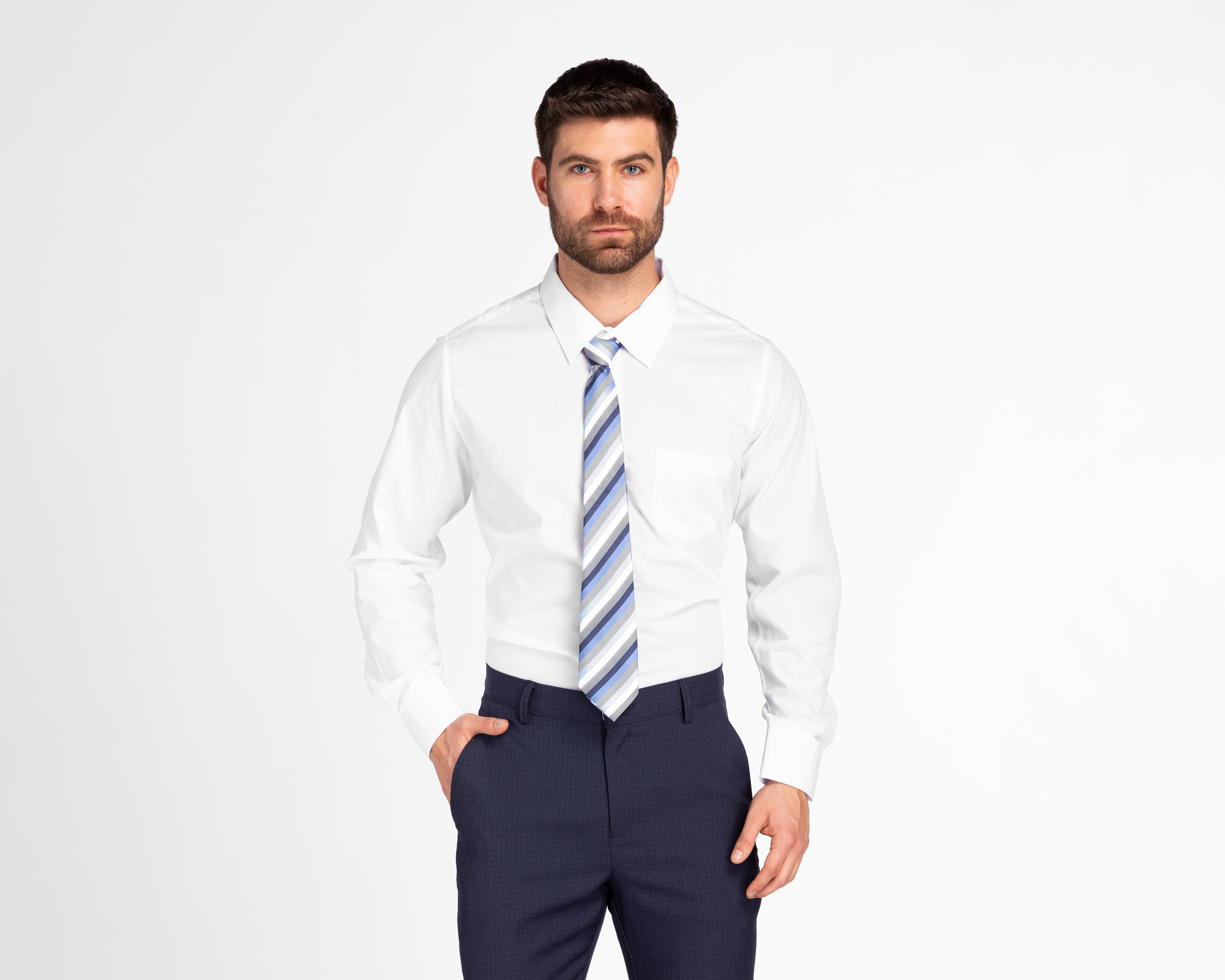 Camisa de Vestir Wall Street Maga Larga Cuello Americano