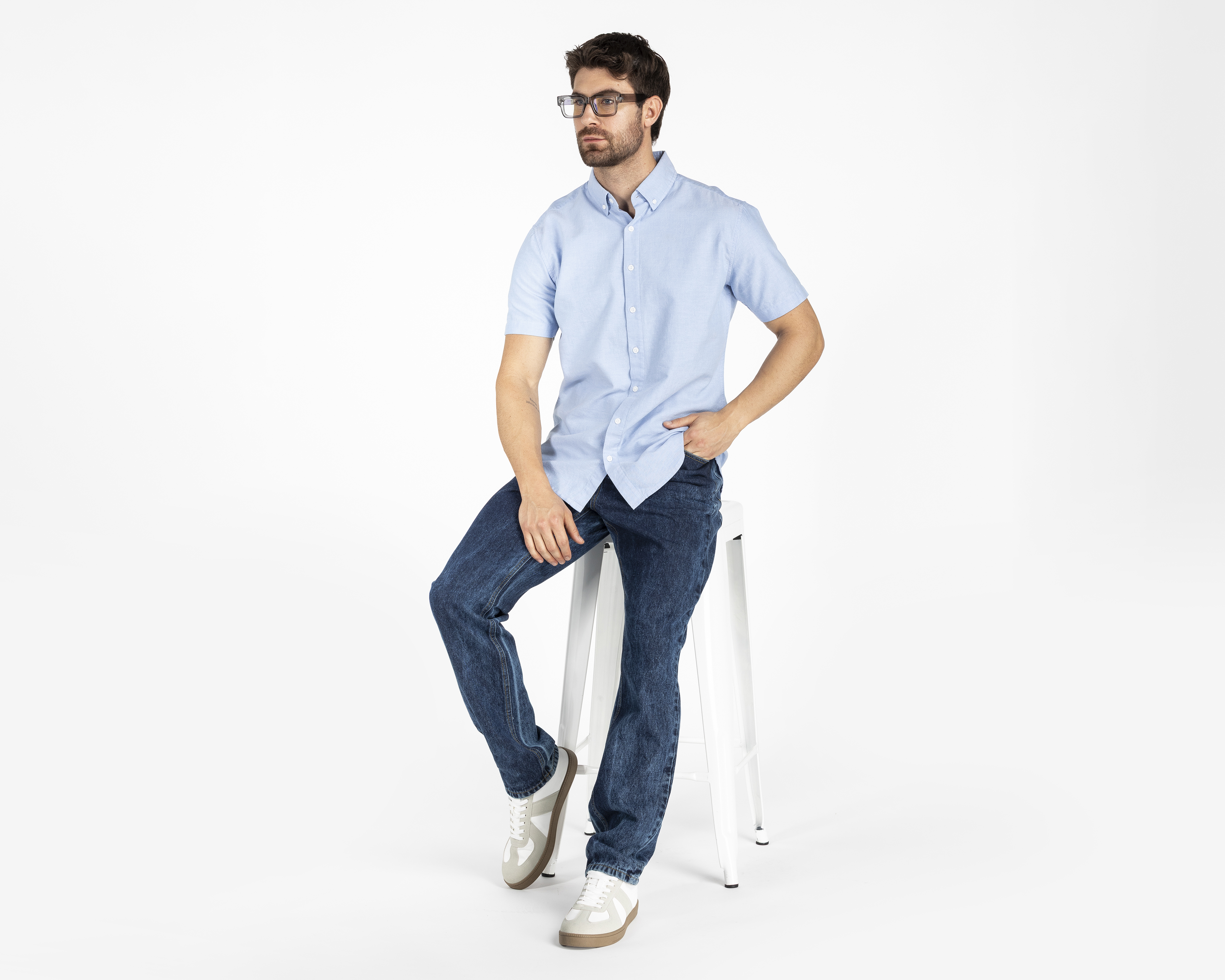 Foto 3 pulgar | Foto 2 | Camisa Casual de Algodón Refill Regular Lisa para Hombre