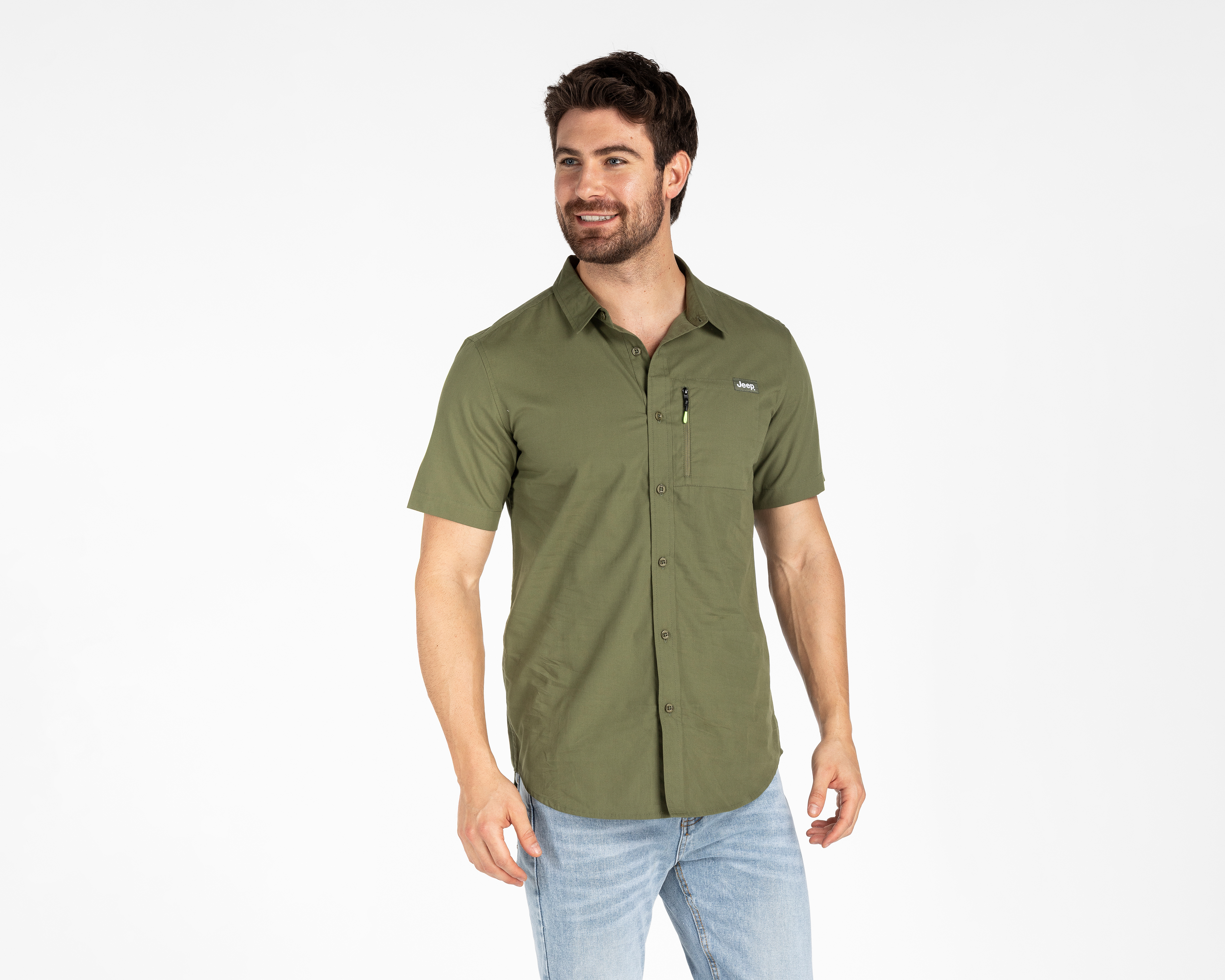 Foto 2 pulgar | Foto 1 | Camisa Casual de Algodón Jeep Regular Lisa para Hombre