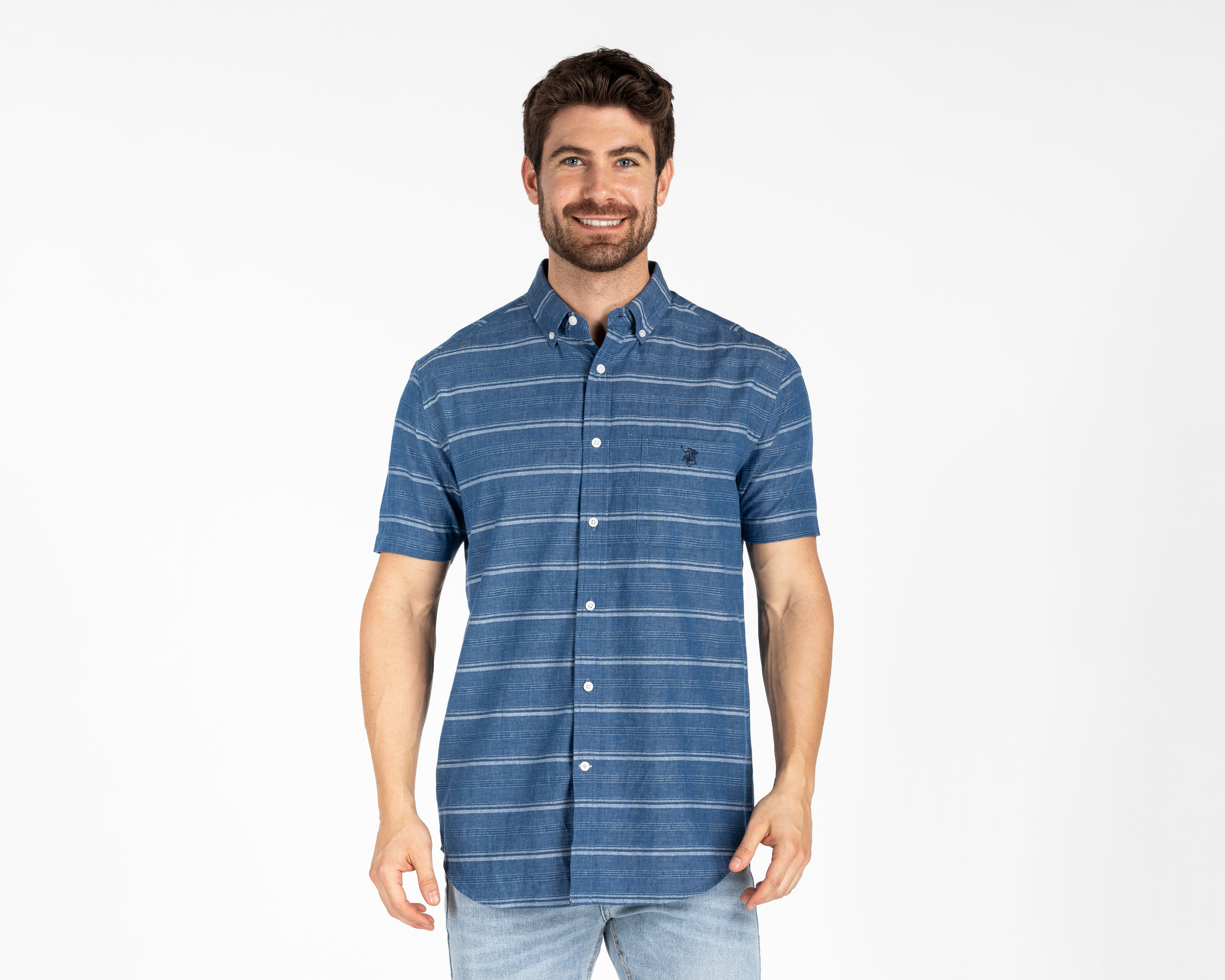 Camisa Casual de Algodón York Team Polo Club Regular a Rayas para Hombre
