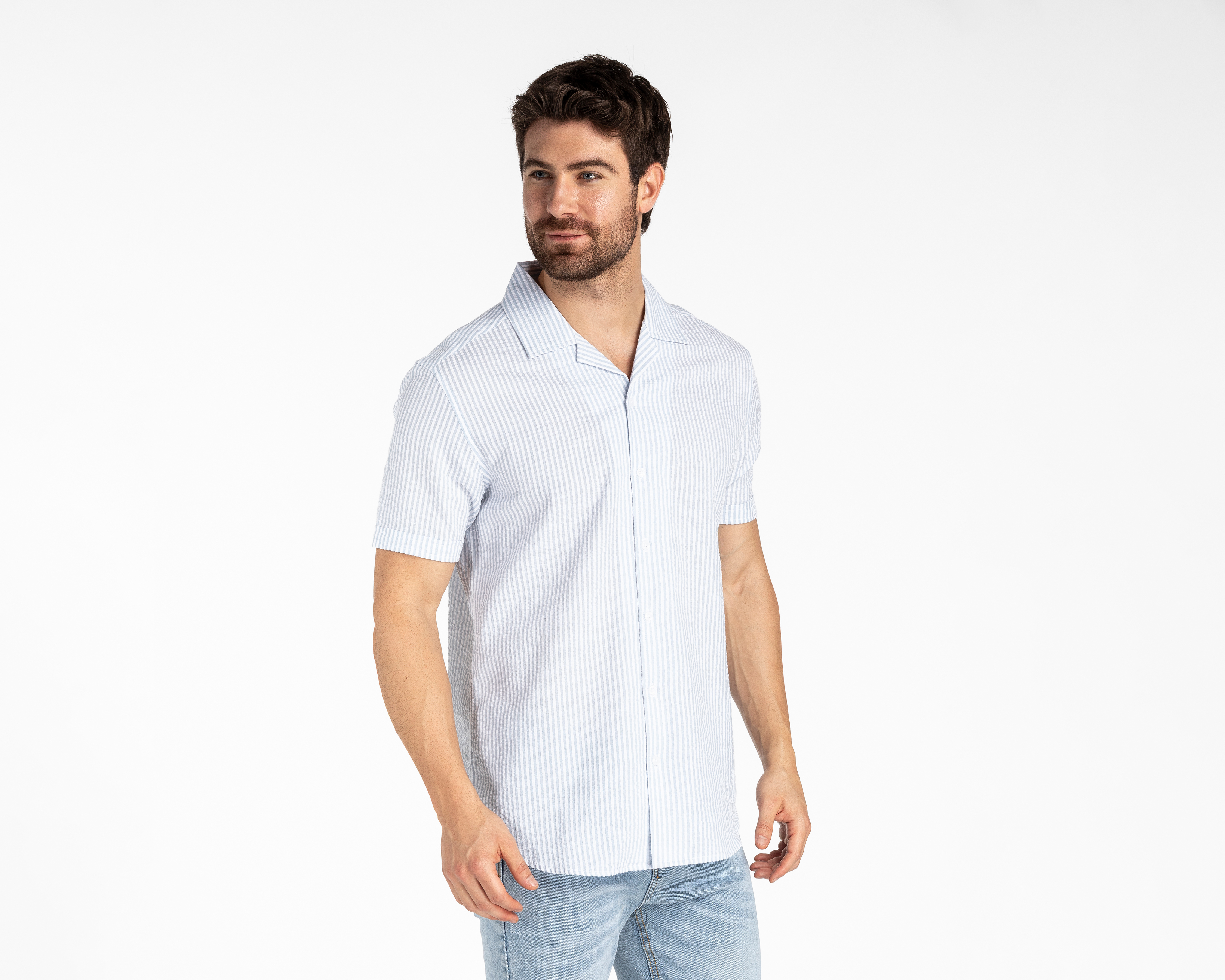 Camisa Casual de Algodón Refill Regular a Rayas para Hombre