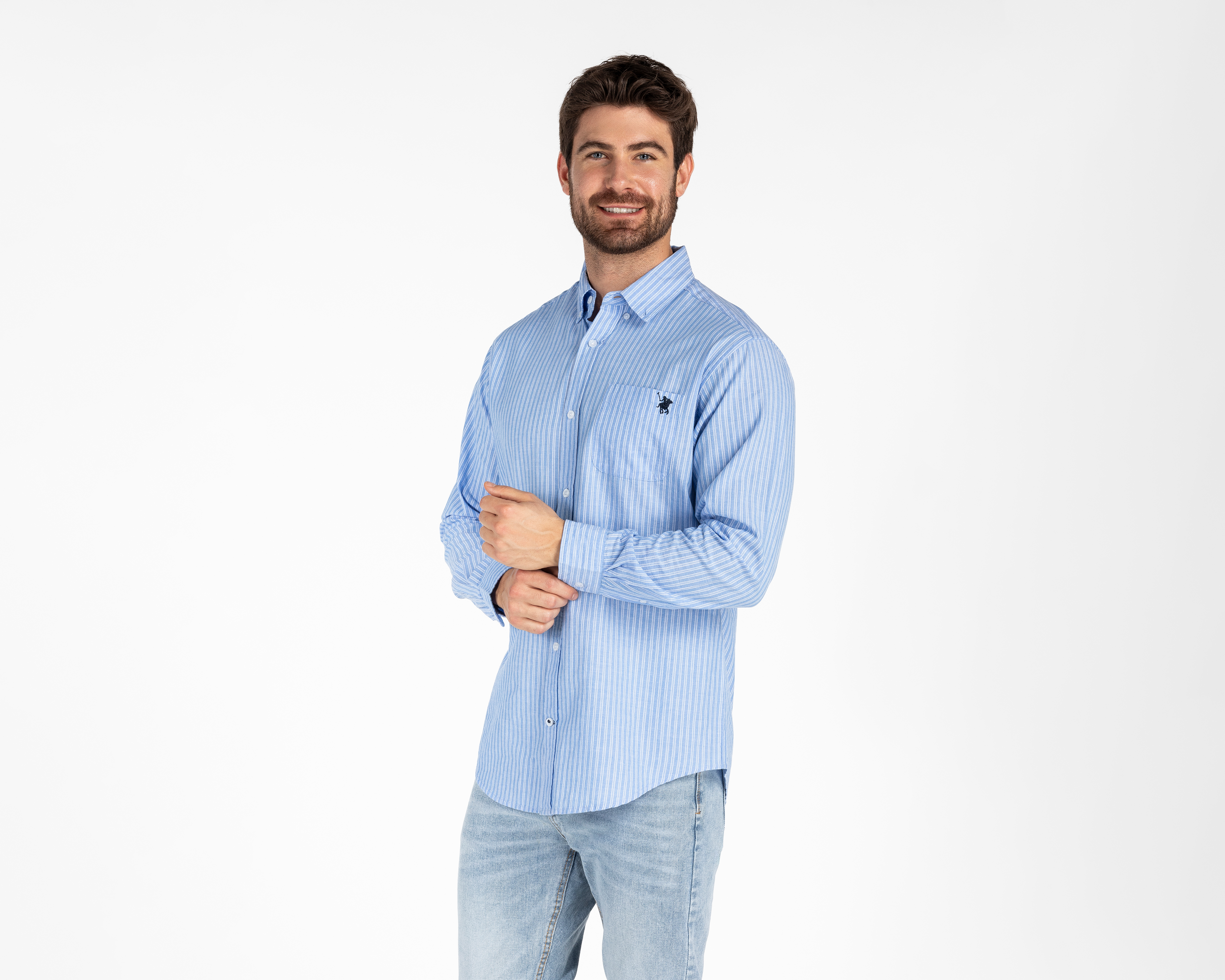 Camisa Casual de Algodón York Team Polo Club Regular a Rayas para Hombre