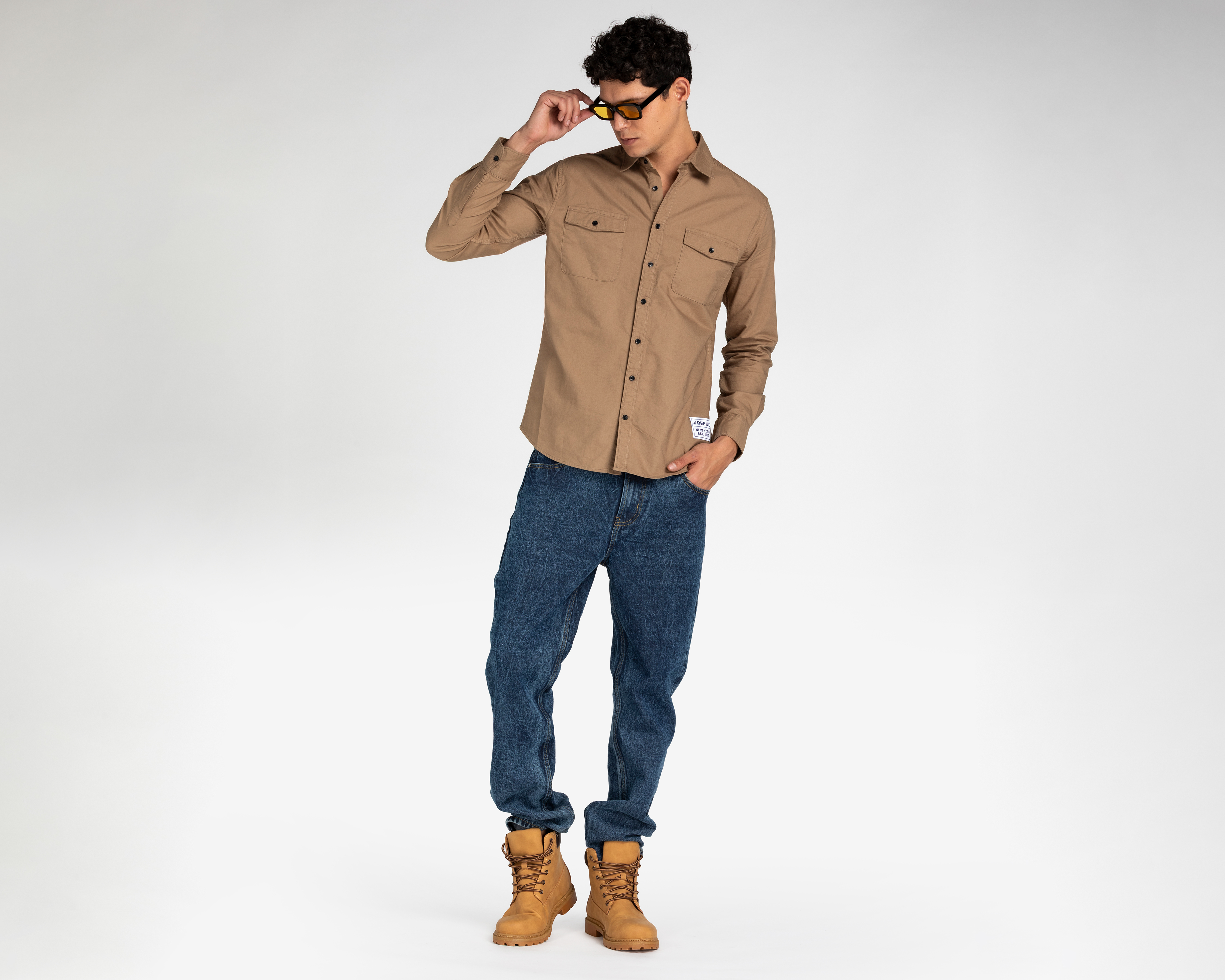 Foto 2 | Foto 2 | Camisa de Moda de Algodón Refill Regular Fit Lisa para Hombre