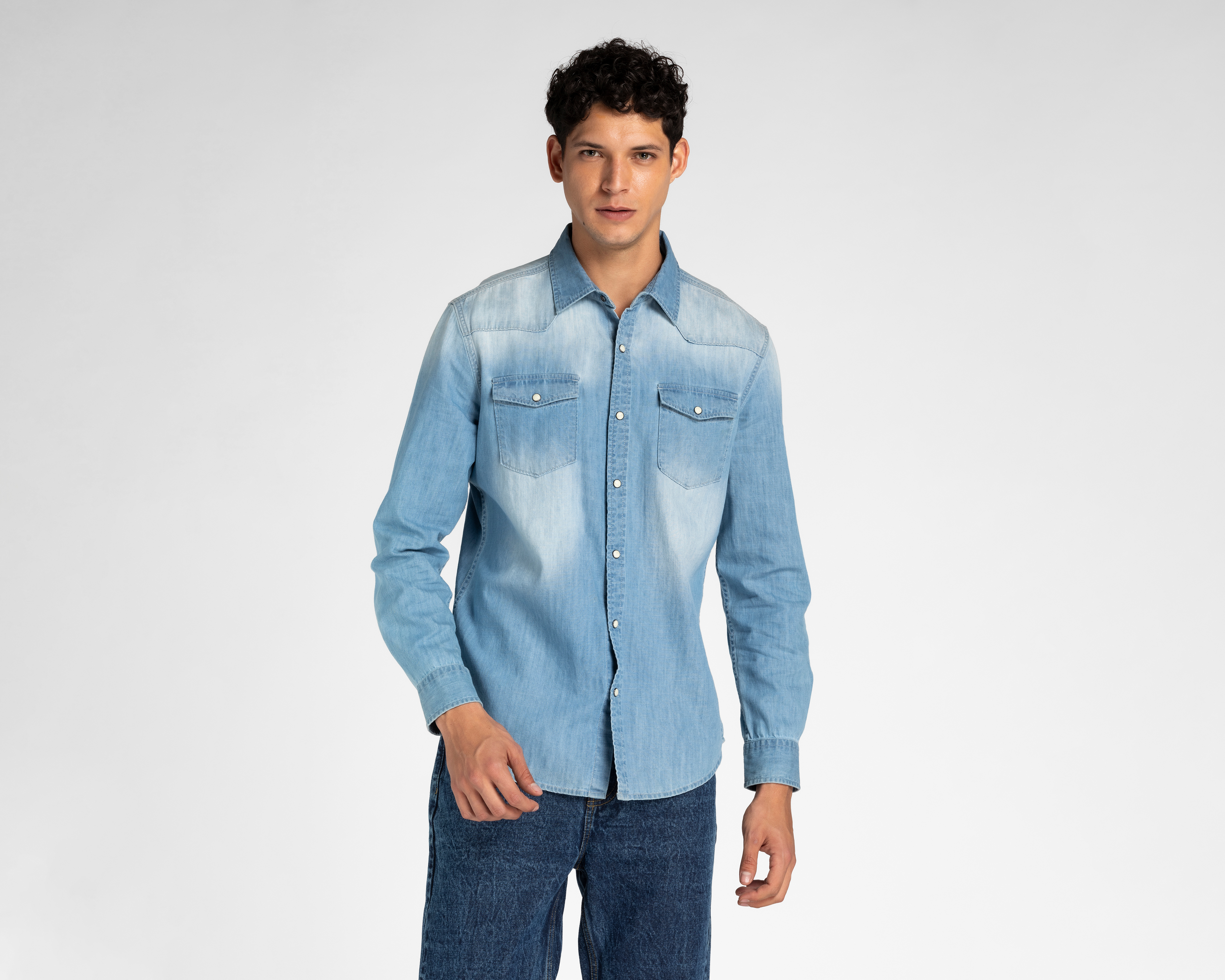 Camisa Casual de Algodón Refill Azul para Hombre