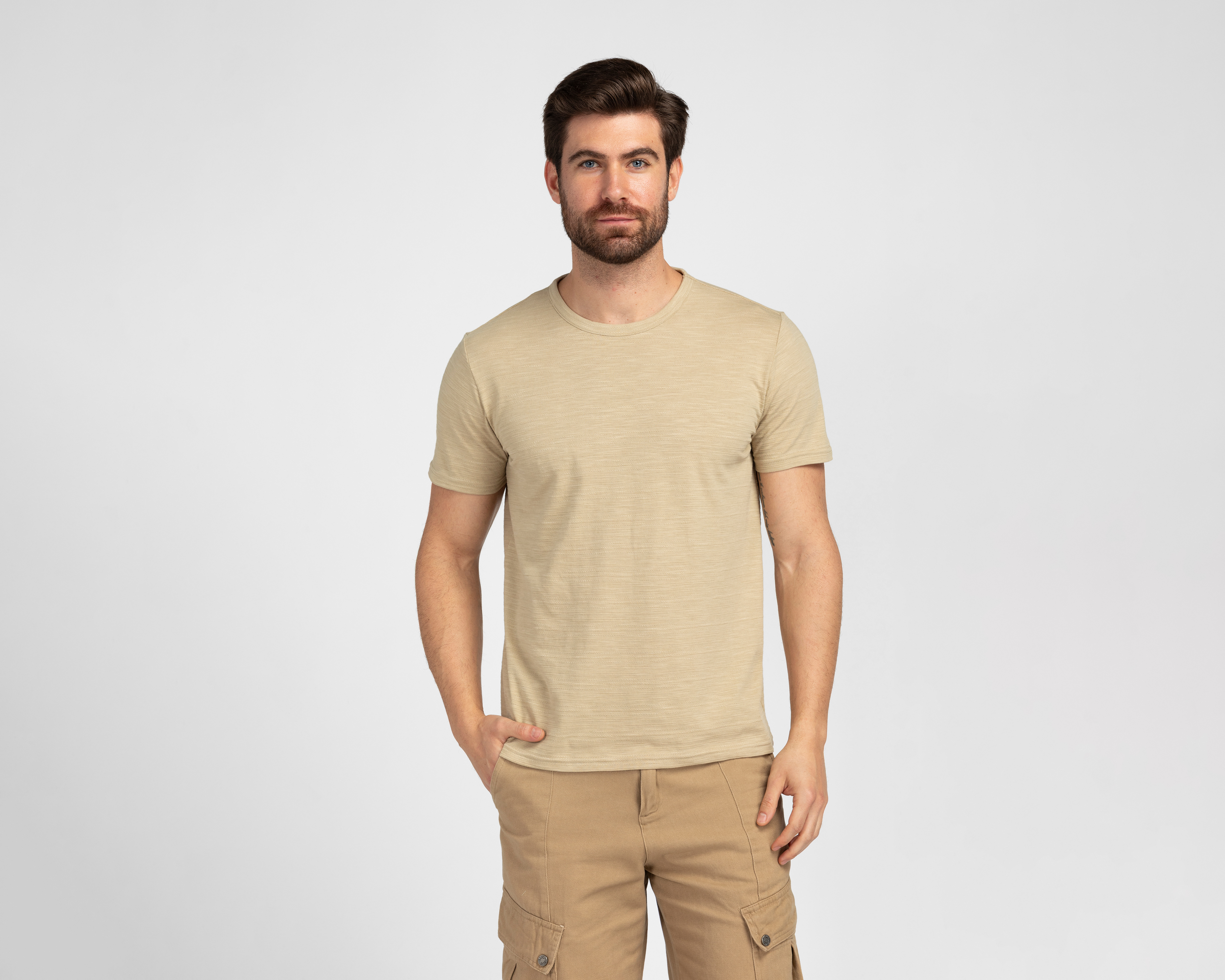 Foto 1 | Foto 1 | Playera de Cuello Redondo Beige Refill para Hombre