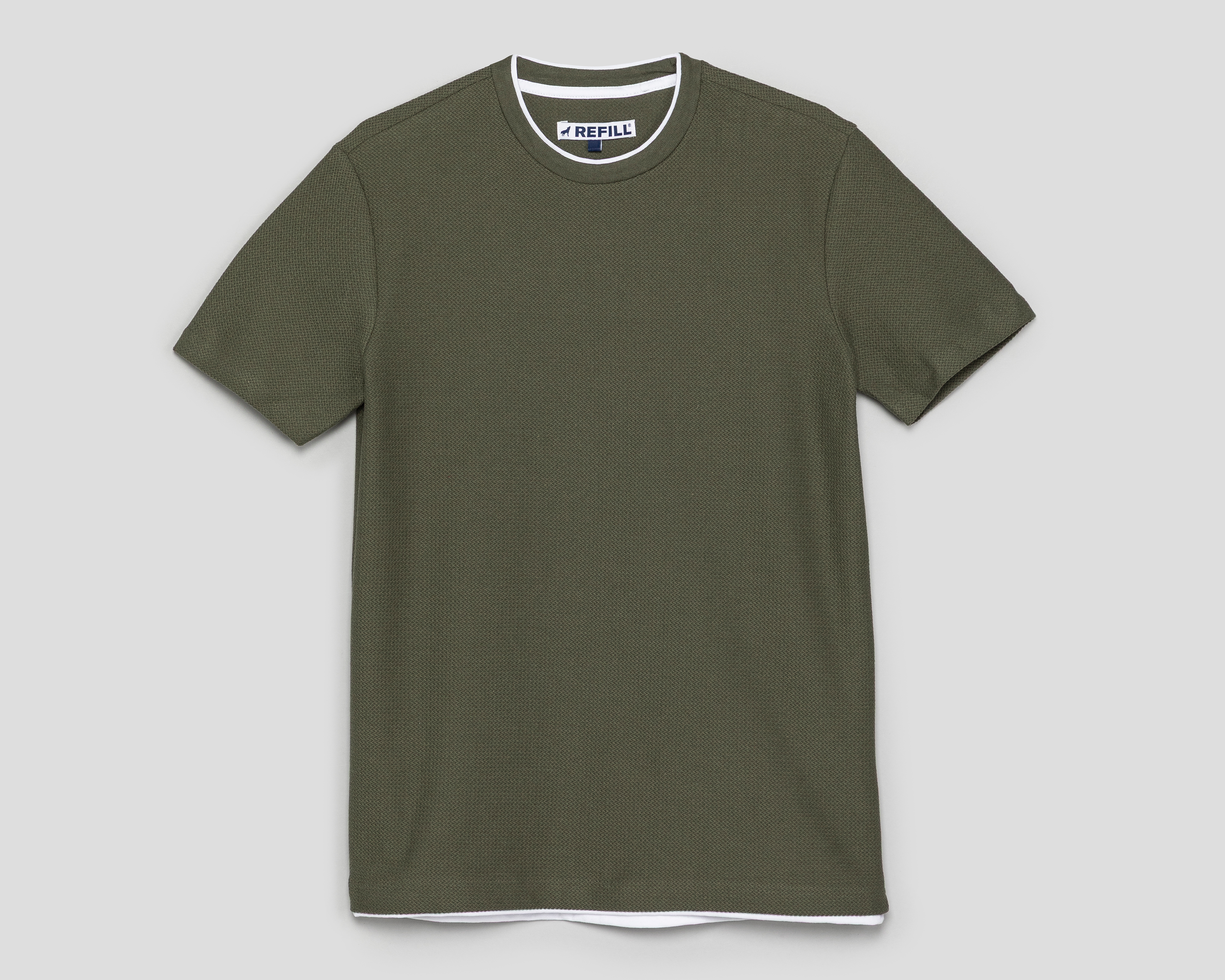 Playera de Cuello Redondo Verde Refill para Hombre