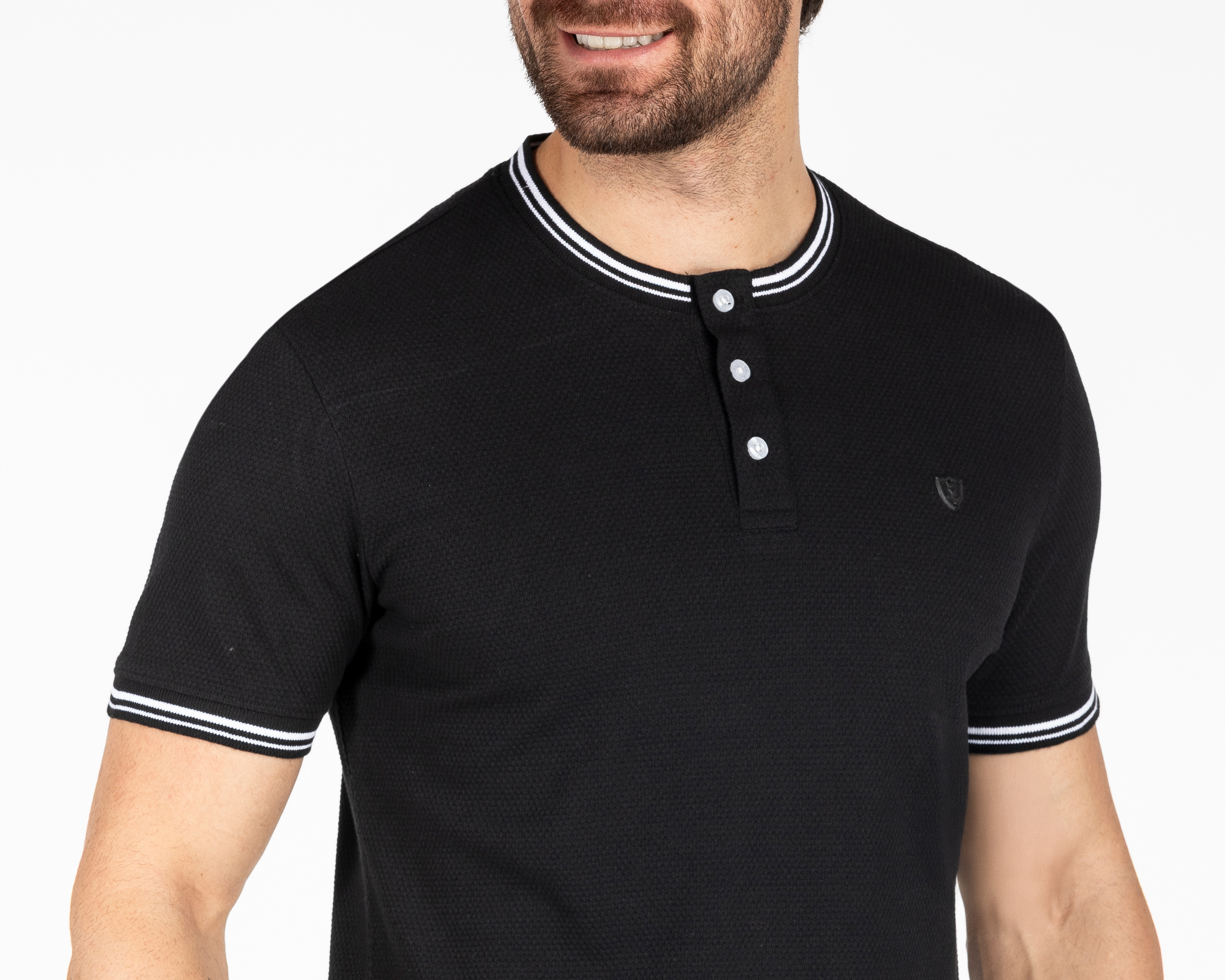 Foto 4 pulgar | Foto 3 | Playera de Cuello Redondo Negra York Team Polo Club para Hombre
