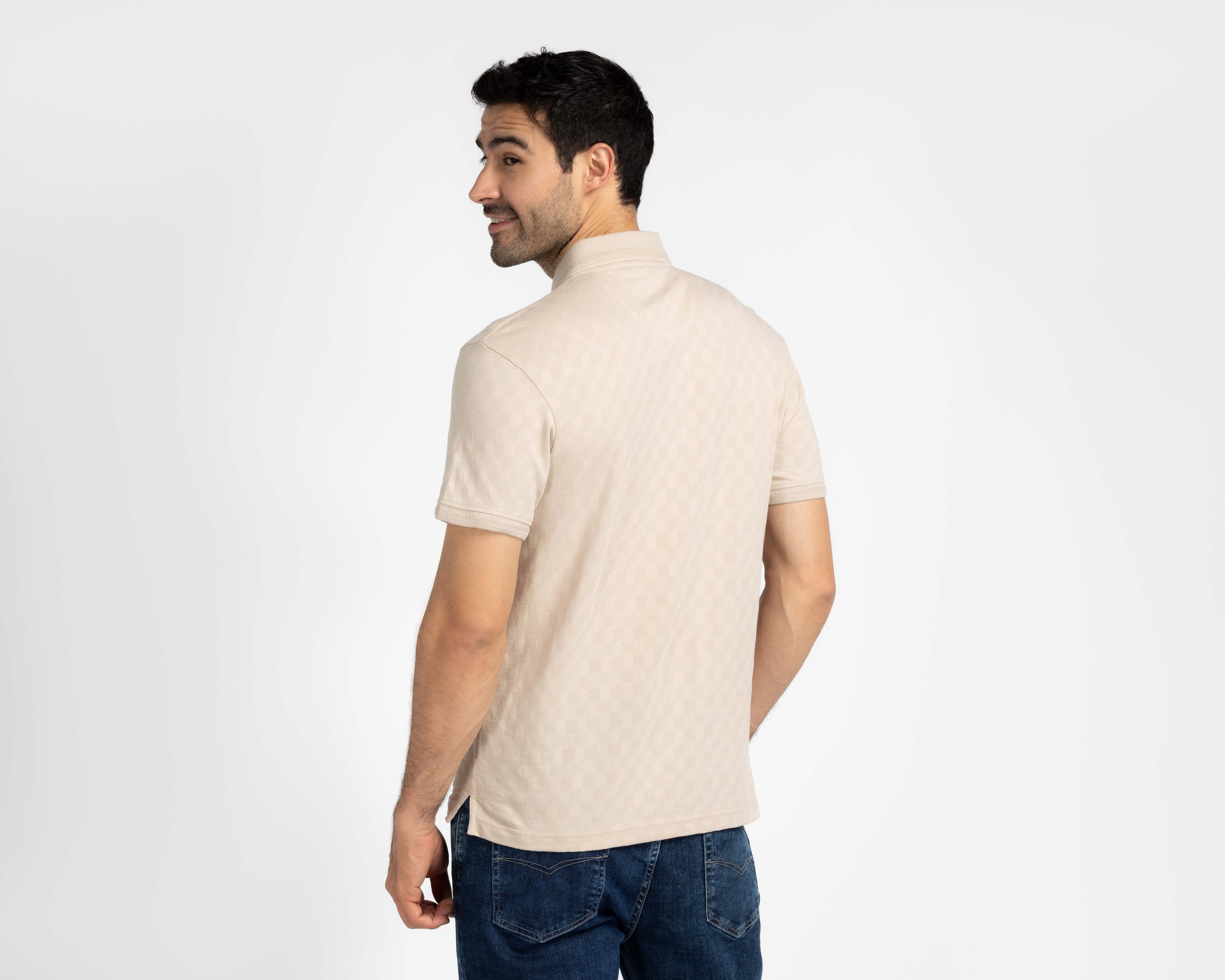 Foto 3 pulgar | Foto 2 | Playera Polo Porto Sur Beige para Hombre