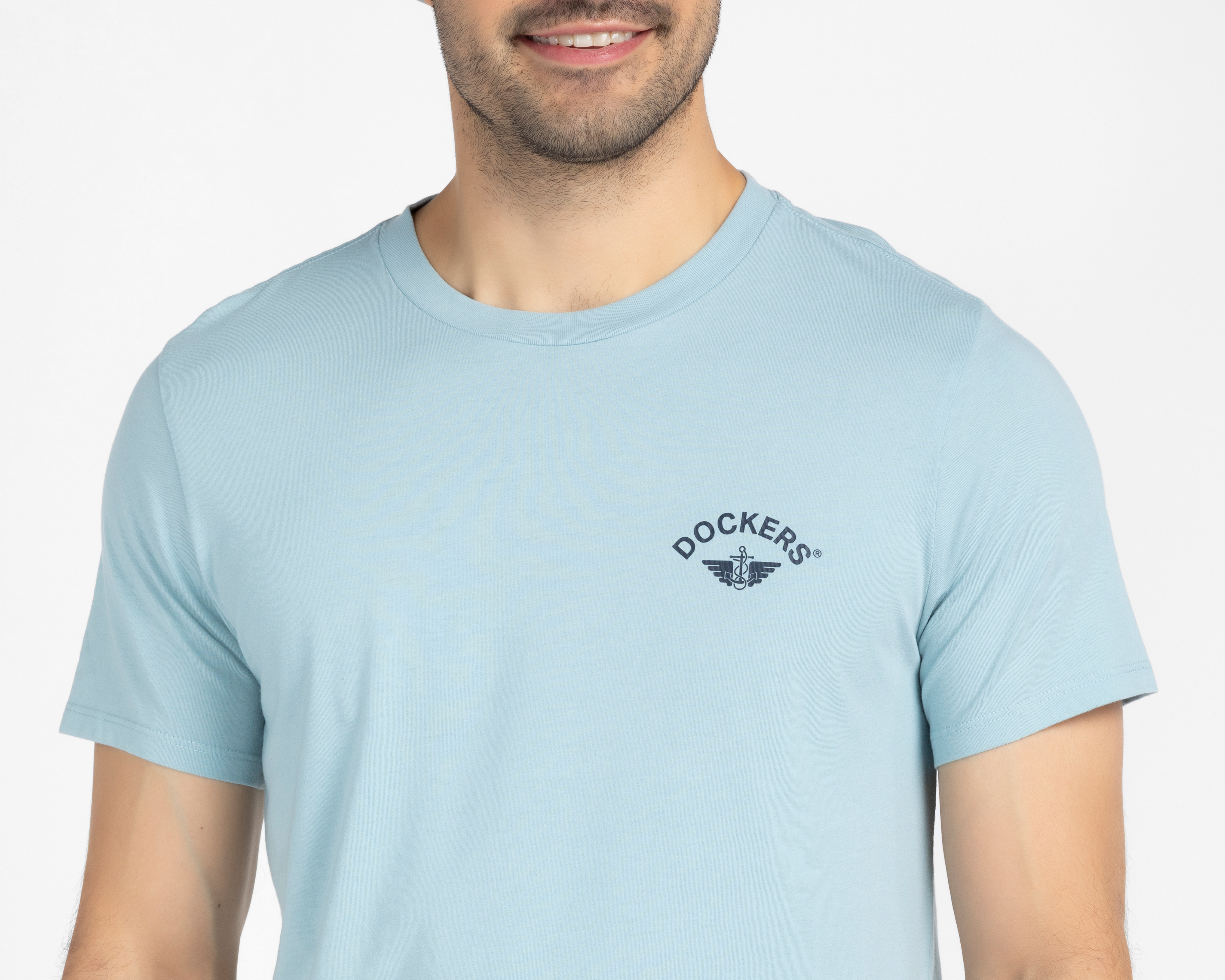 Foto 4 pulgar | Foto 3 | Playera de Cuello Redondo Azul Dockers para Hombre