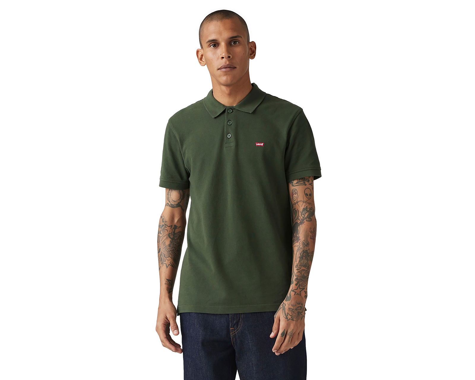 Foto 2 pulgar | Foto 1 | Playera Polo Levi's Verde para Hombre