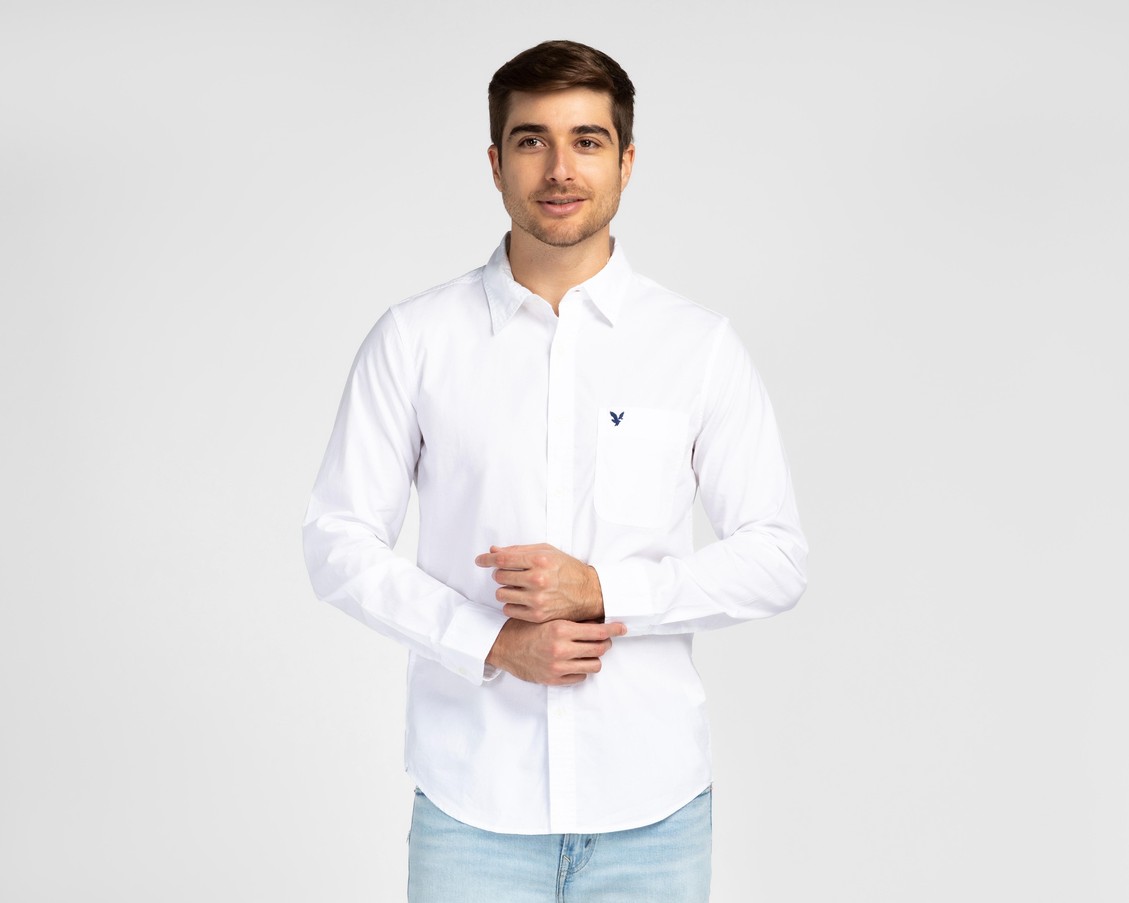 Camisa Casual de Algodón American Eagle Regular Lisa para Hombre