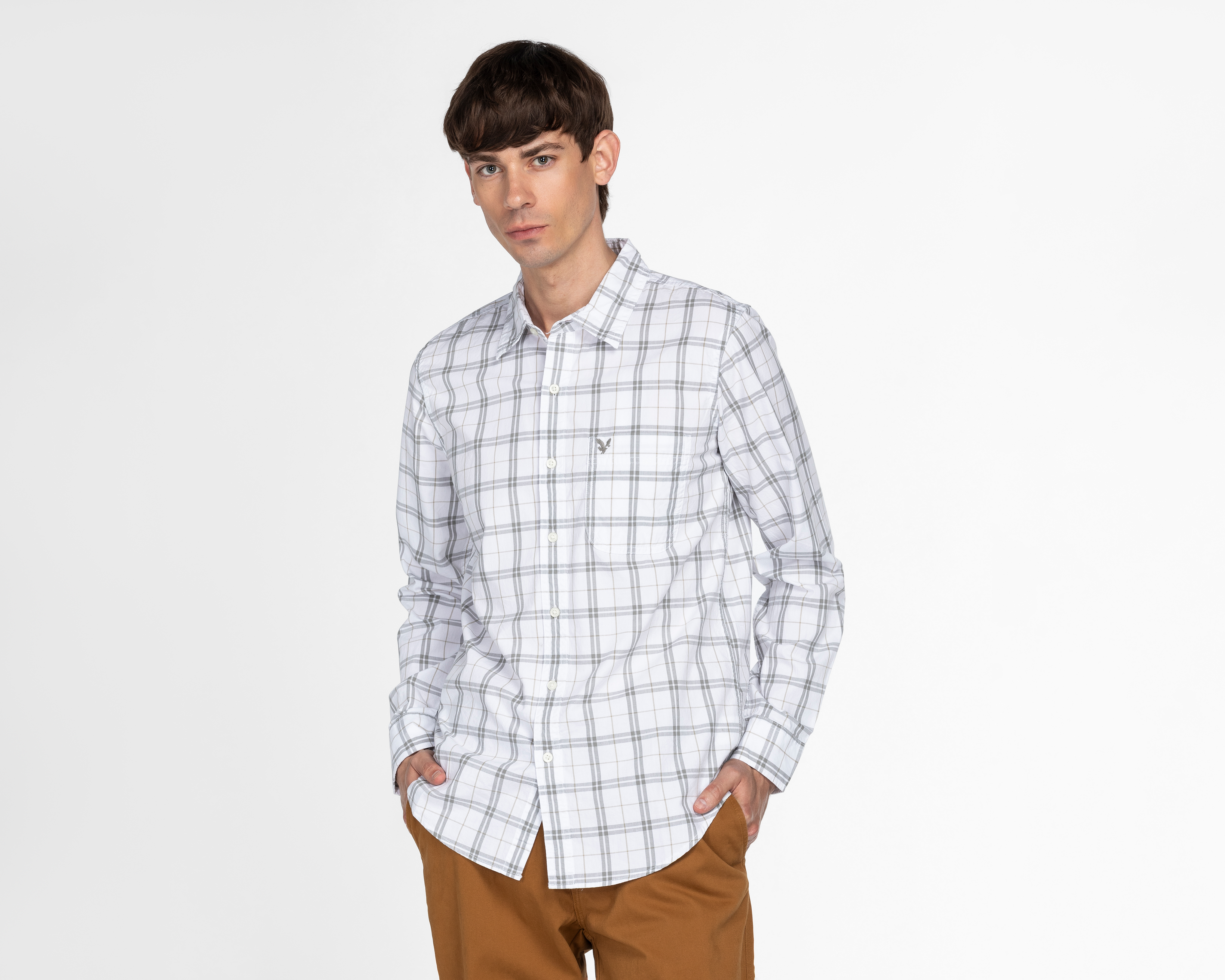 Foto 2 pulgar | Foto 1 | Camisa Casual de Algodón American Eagle Slim Fit de Cuadros para Hombre