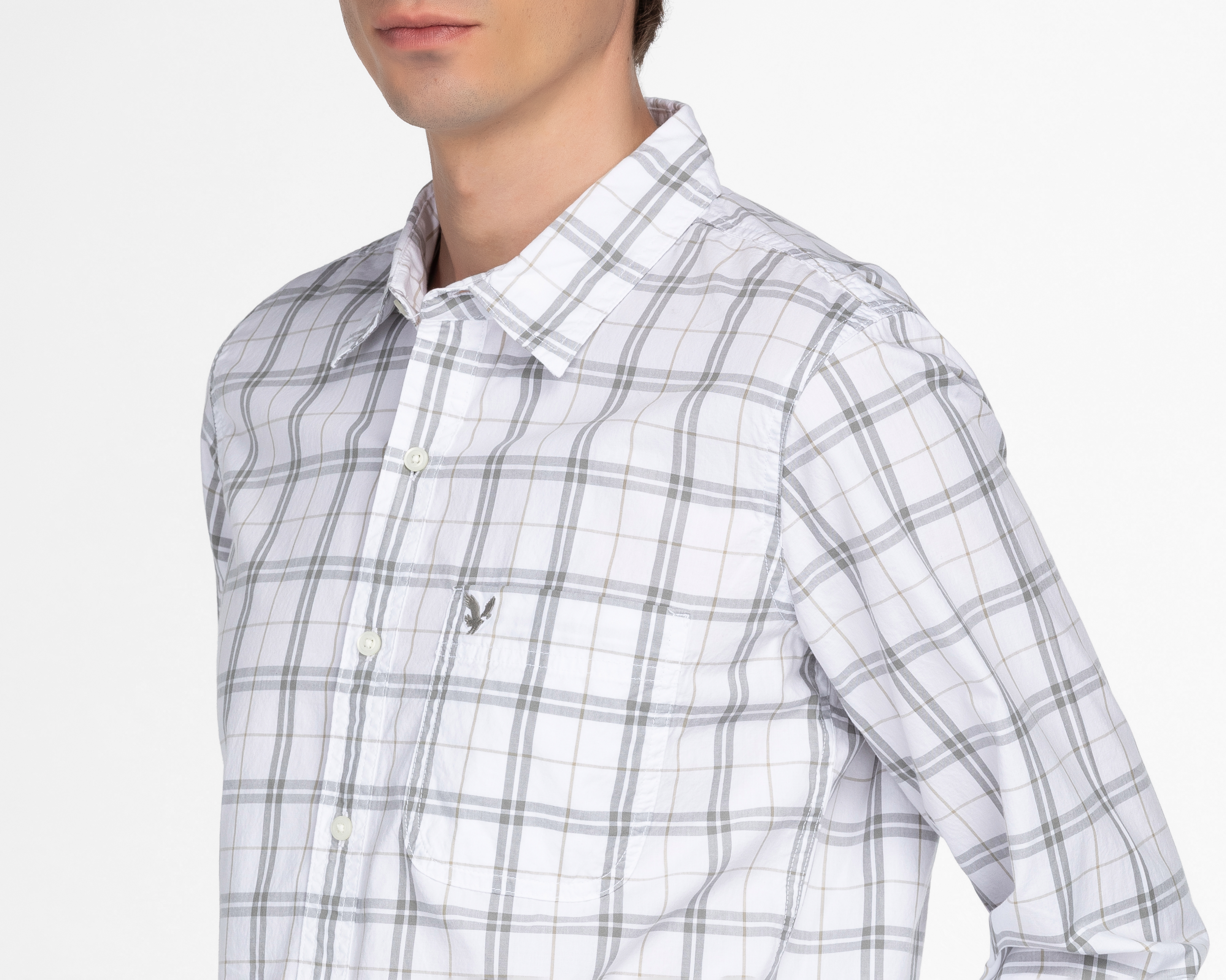 Foto 4 pulgar | Foto 3 | Camisa Casual de Algodón American Eagle Slim Fit de Cuadros para Hombre