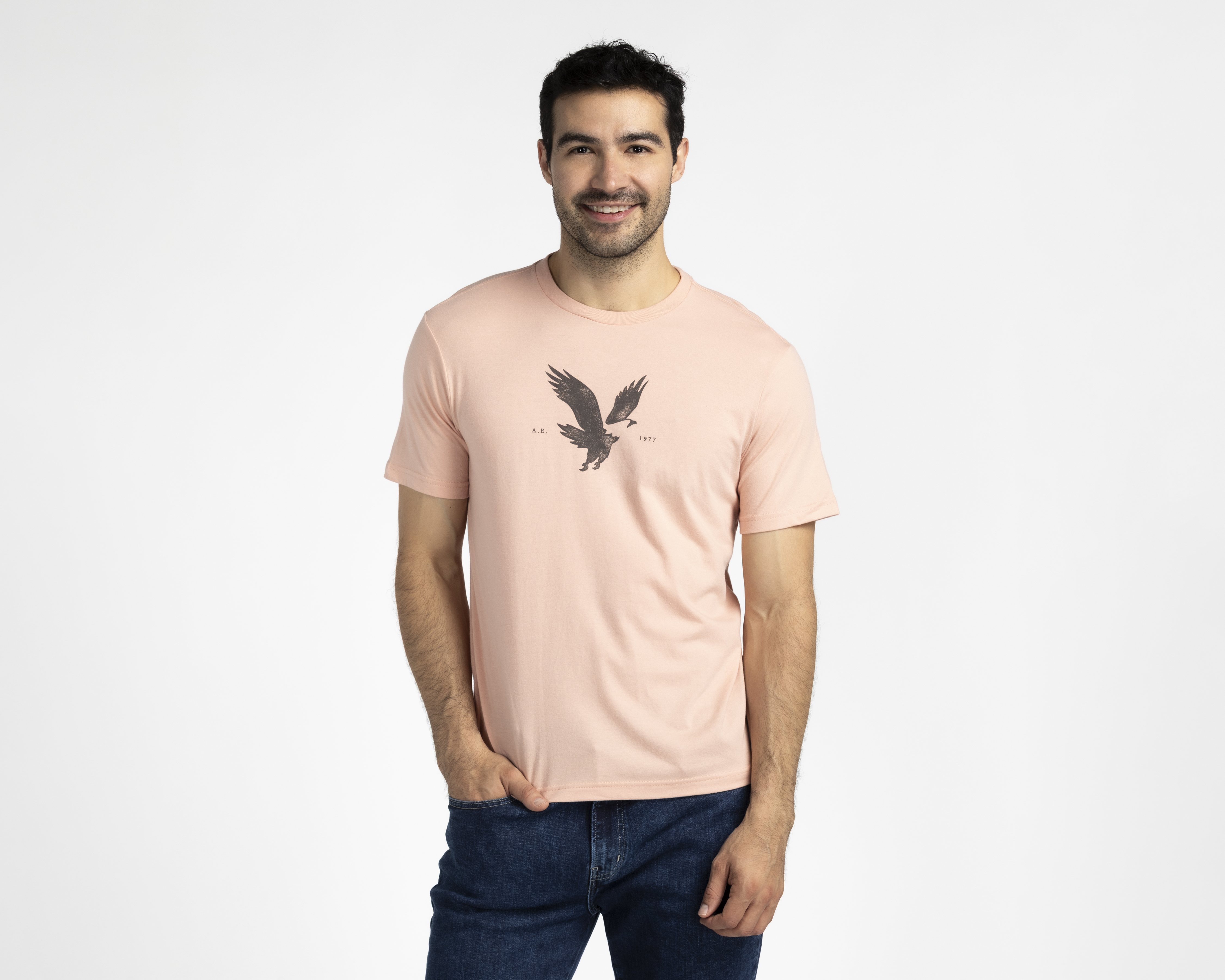 Foto 2 pulgar | Foto 1 | Playera de Cuello Redondo Coral American Eagle para Hombre