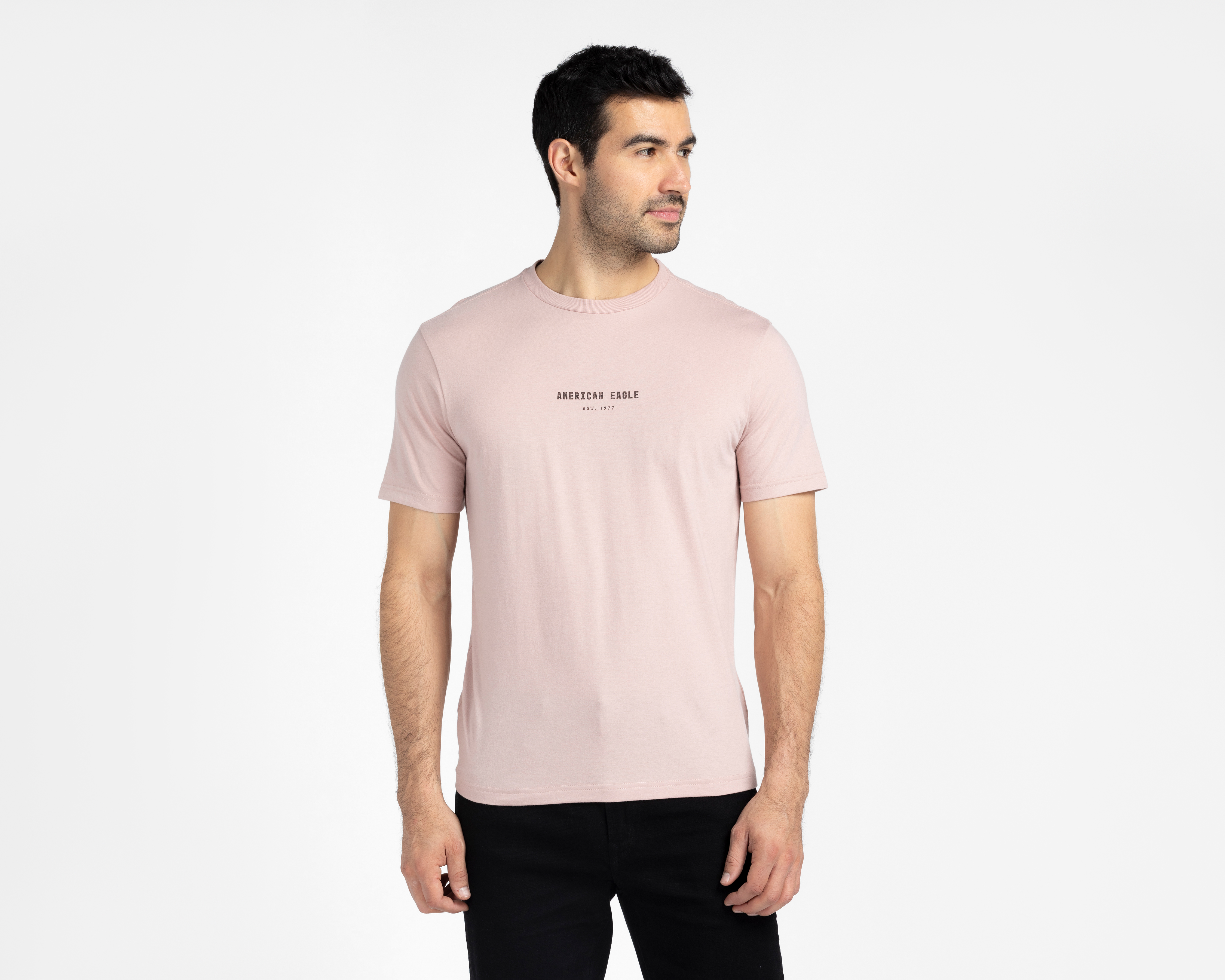 Foto 2 pulgar | Foto 1 | Playera de Cuello Redondo Rosa American Eagle para Hombre
