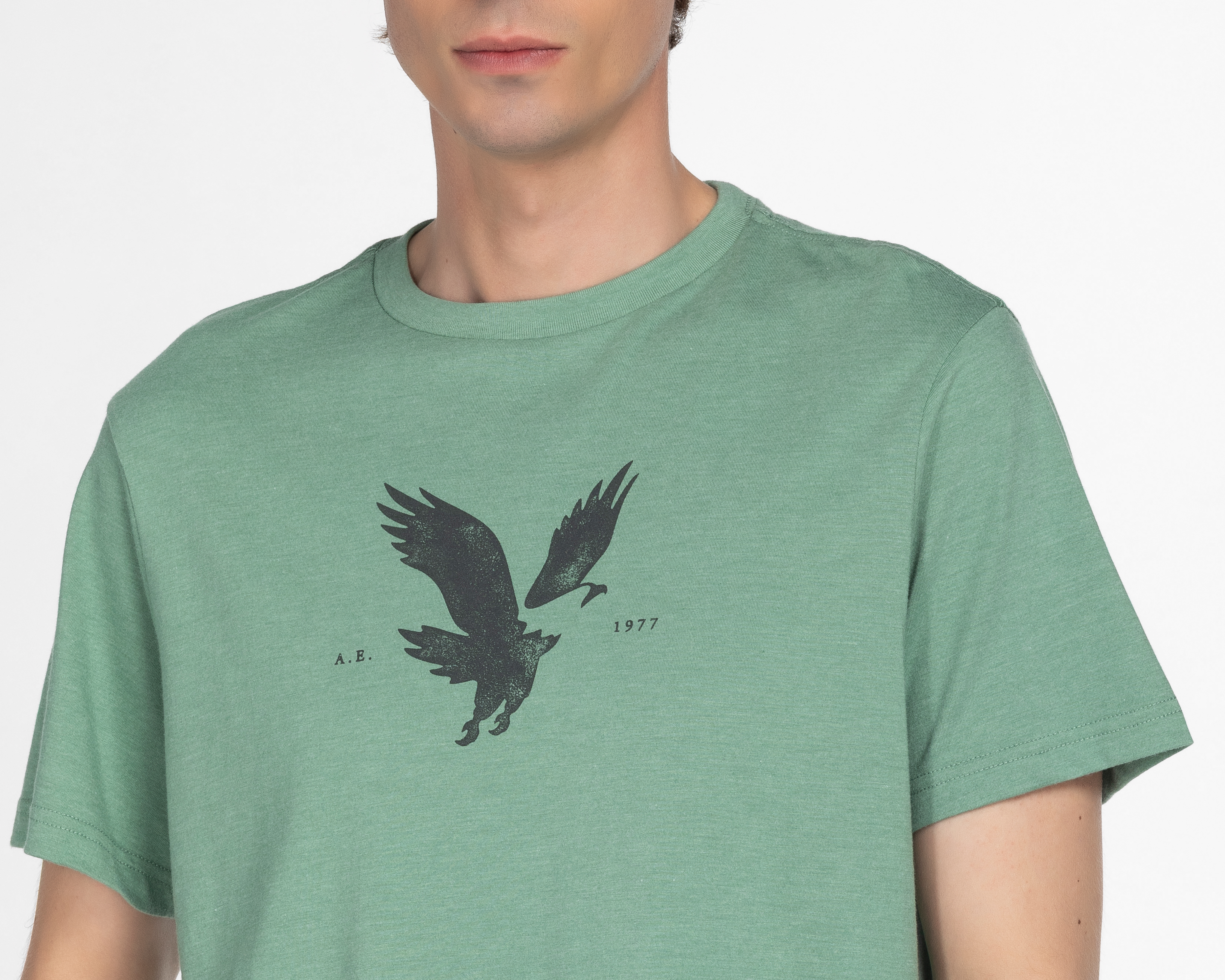 Foto 4 pulgar | Foto 3 | Playera de Cuello Redondo Verde American Eagle para Hombre