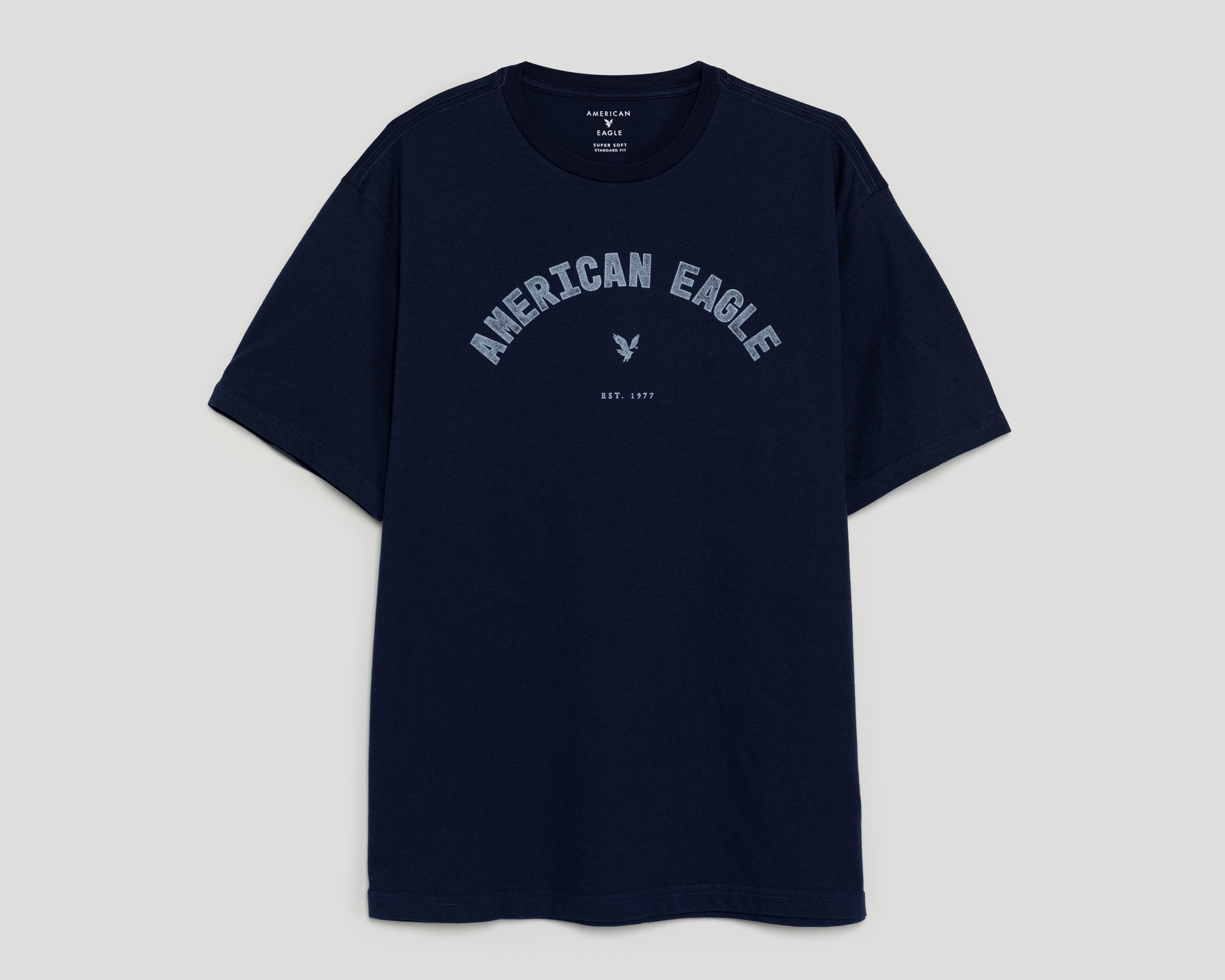 Foto 2 pulgar | Foto 1 | Playera de Cuello Redondo Azul Marino American Eagle para Hombre