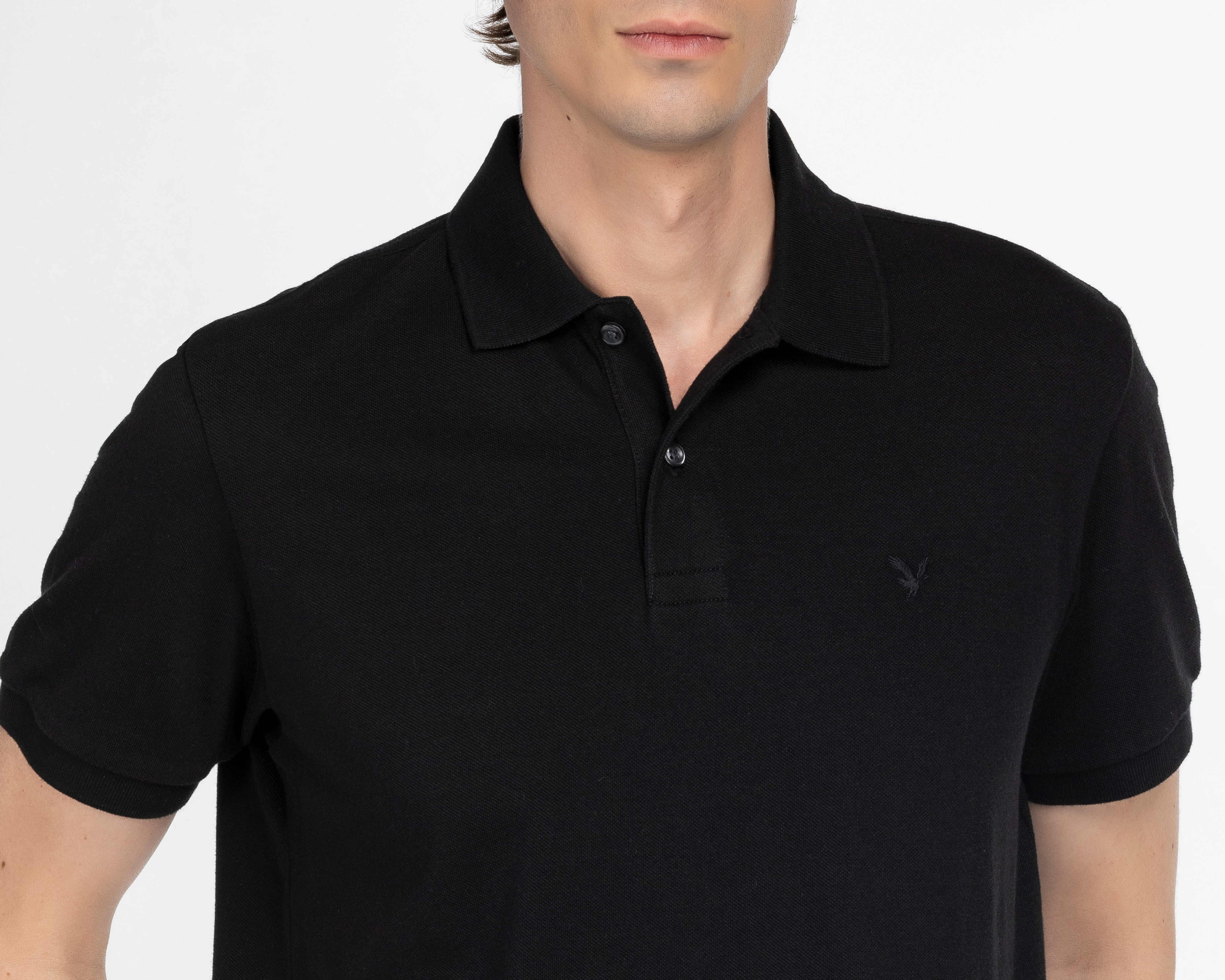 Foto 4 pulgar | Foto 3 | Playera Polo American Eagle Negra para Hombre