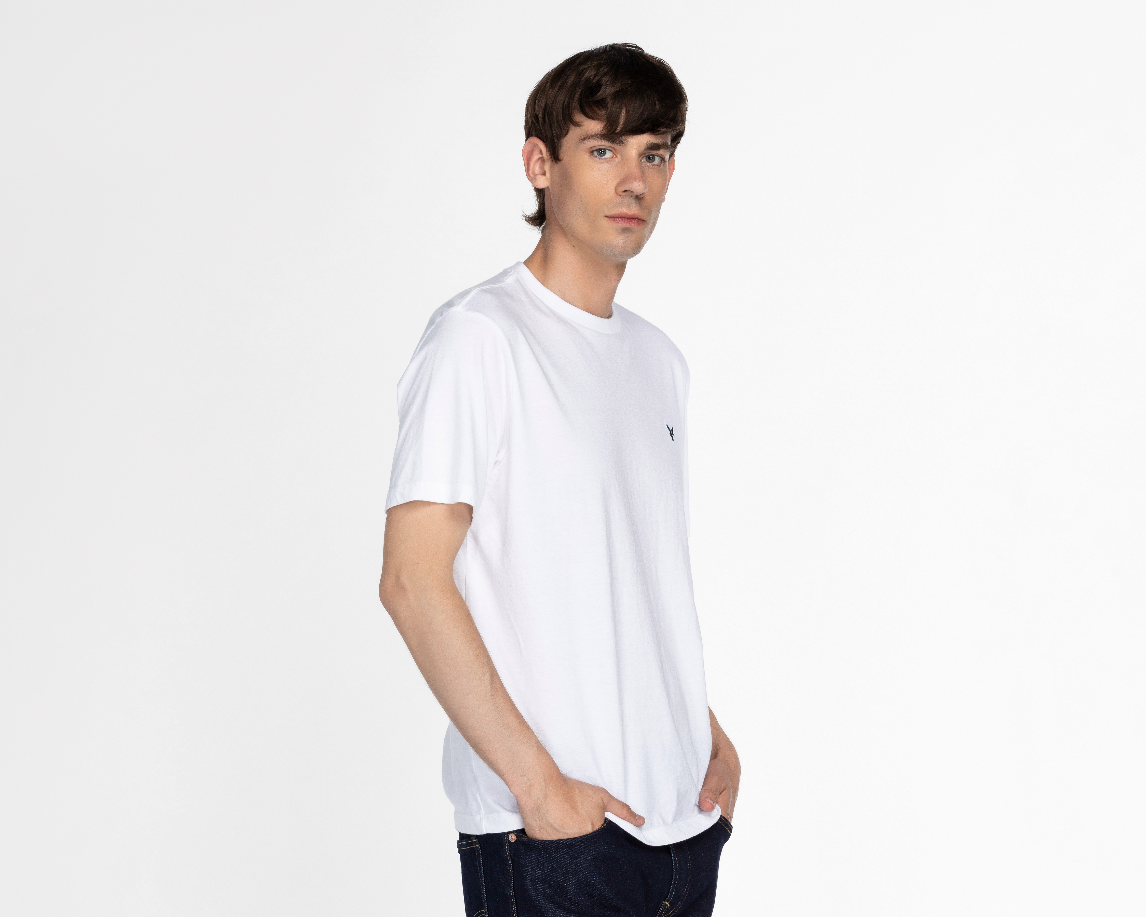 Playera de Cuello Redondo Blanca American Eagle para Hombre