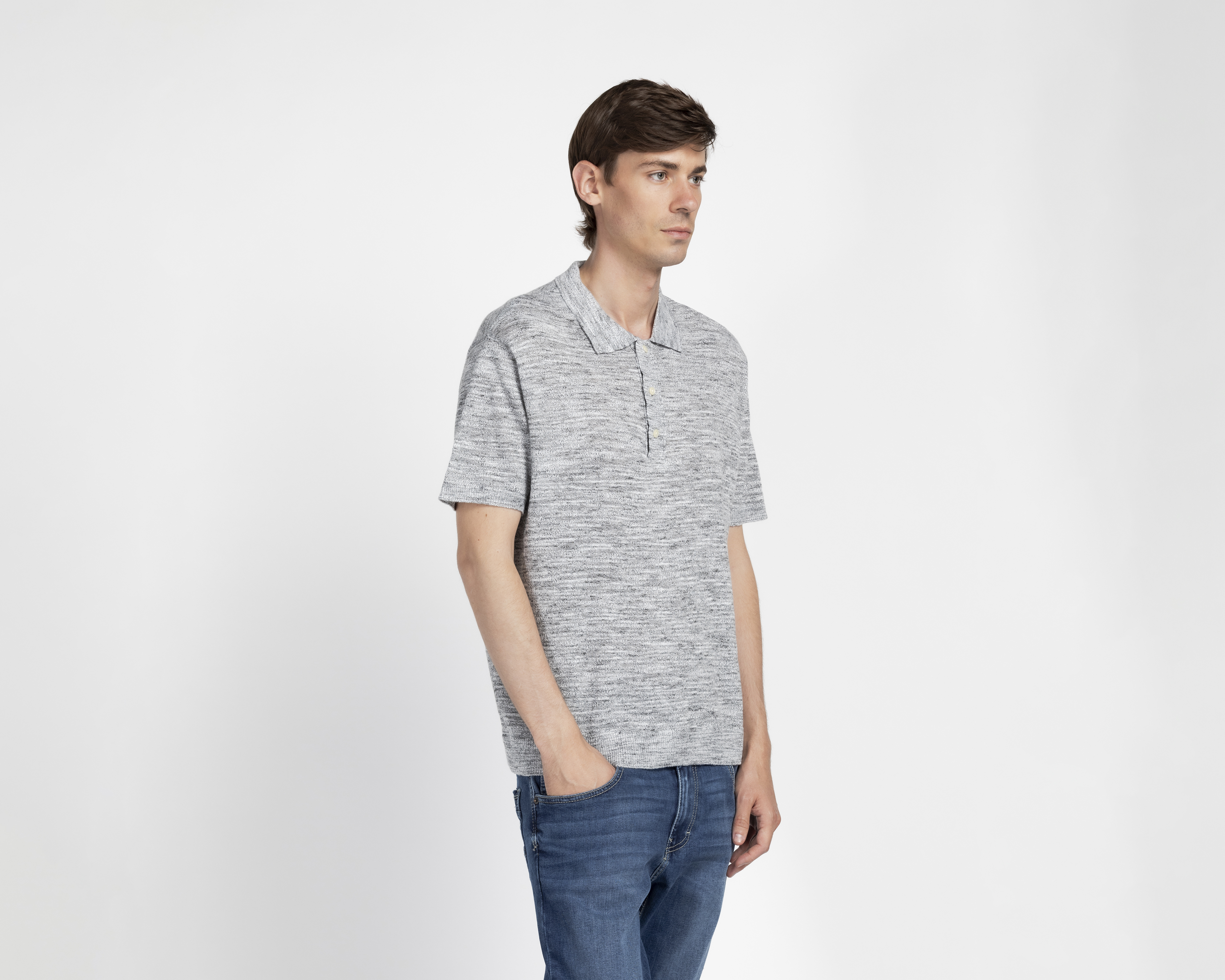 Playera Polo American Eagle Manga Corta Gris