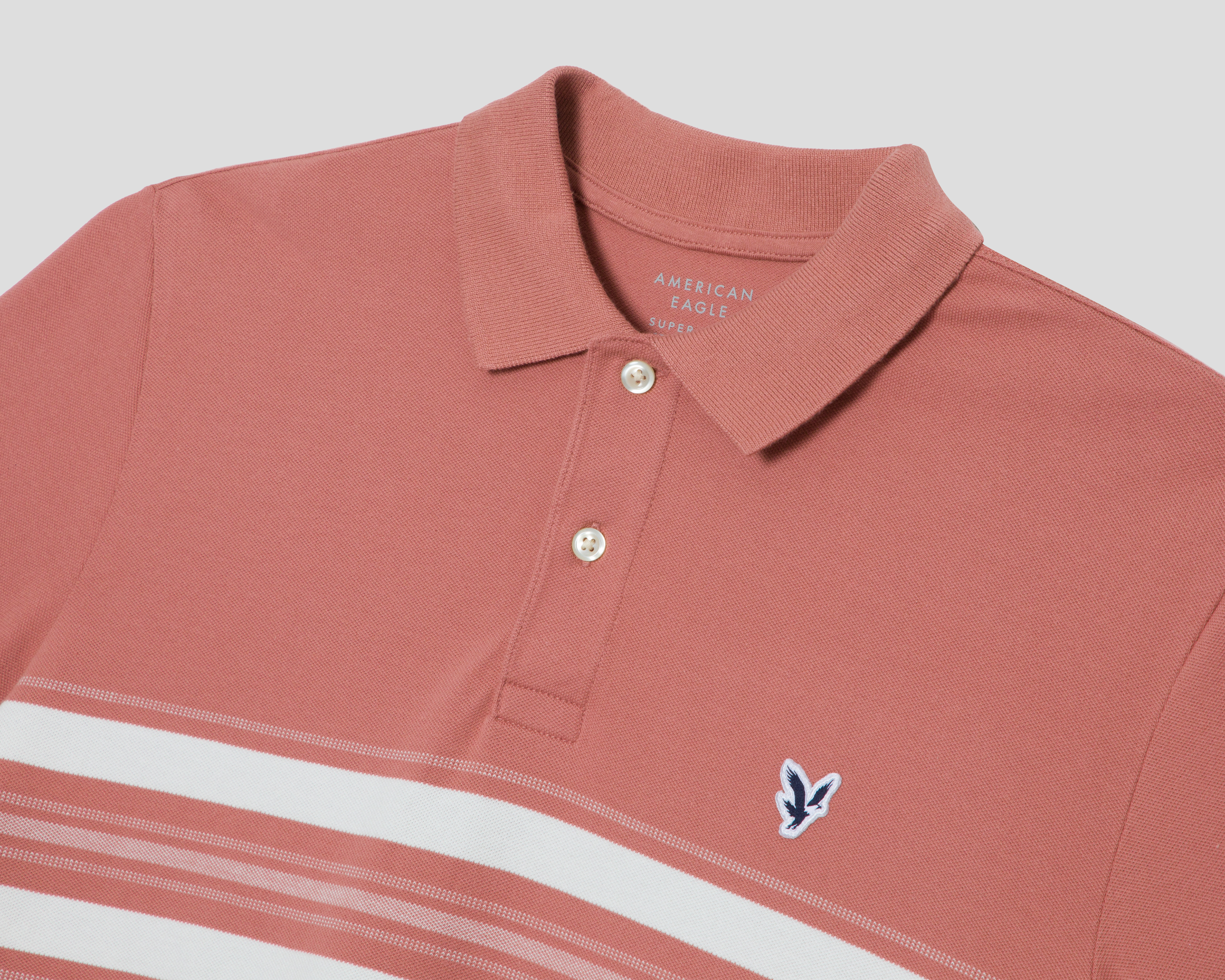 Foto 4 pulgar | Foto 3 | Playera Polo American Eagle Outfitters Manga Corta Rosa para Hombre