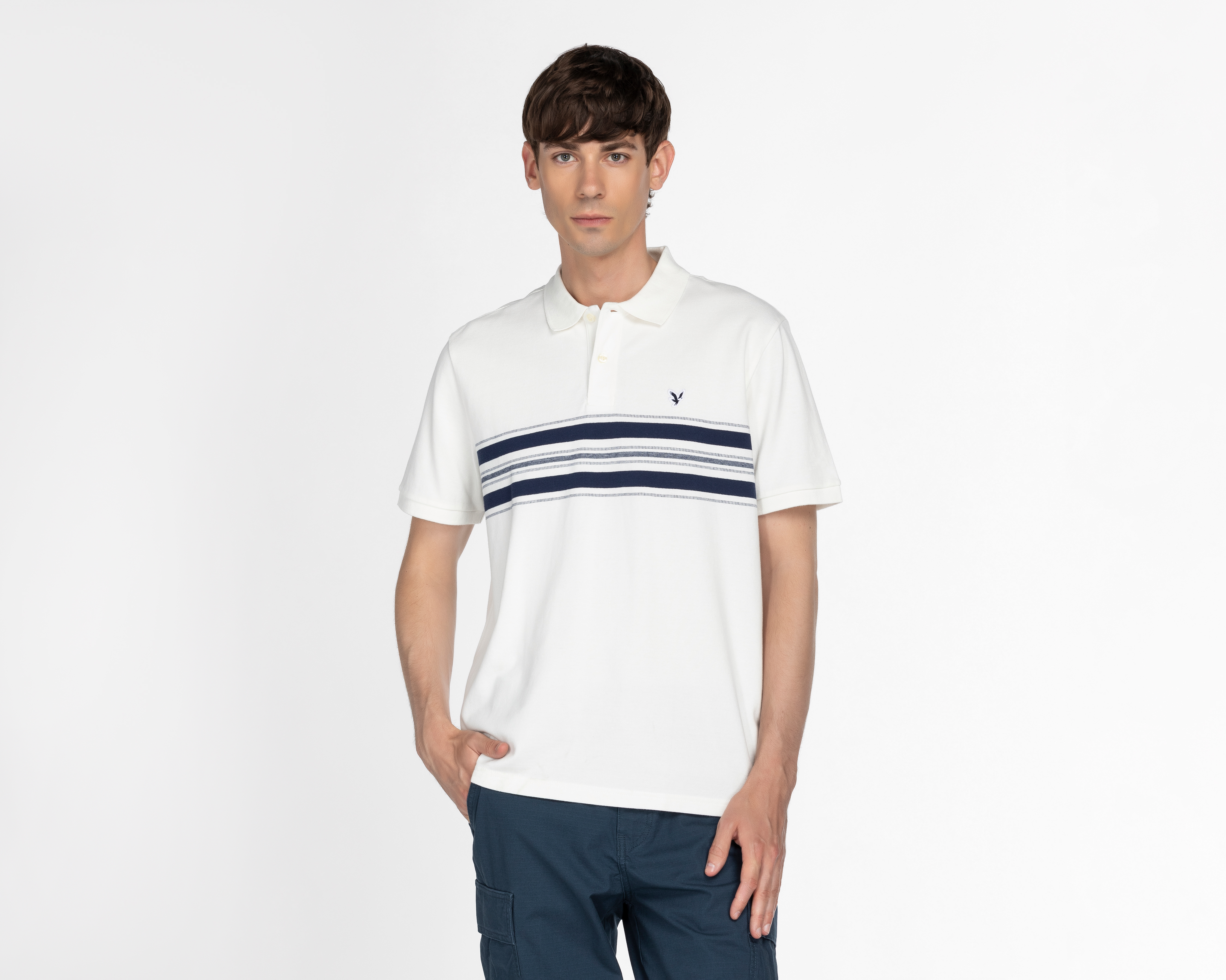 Foto 2 pulgar | Foto 1 | Playera Polo American Eagle Blanca para Hombre