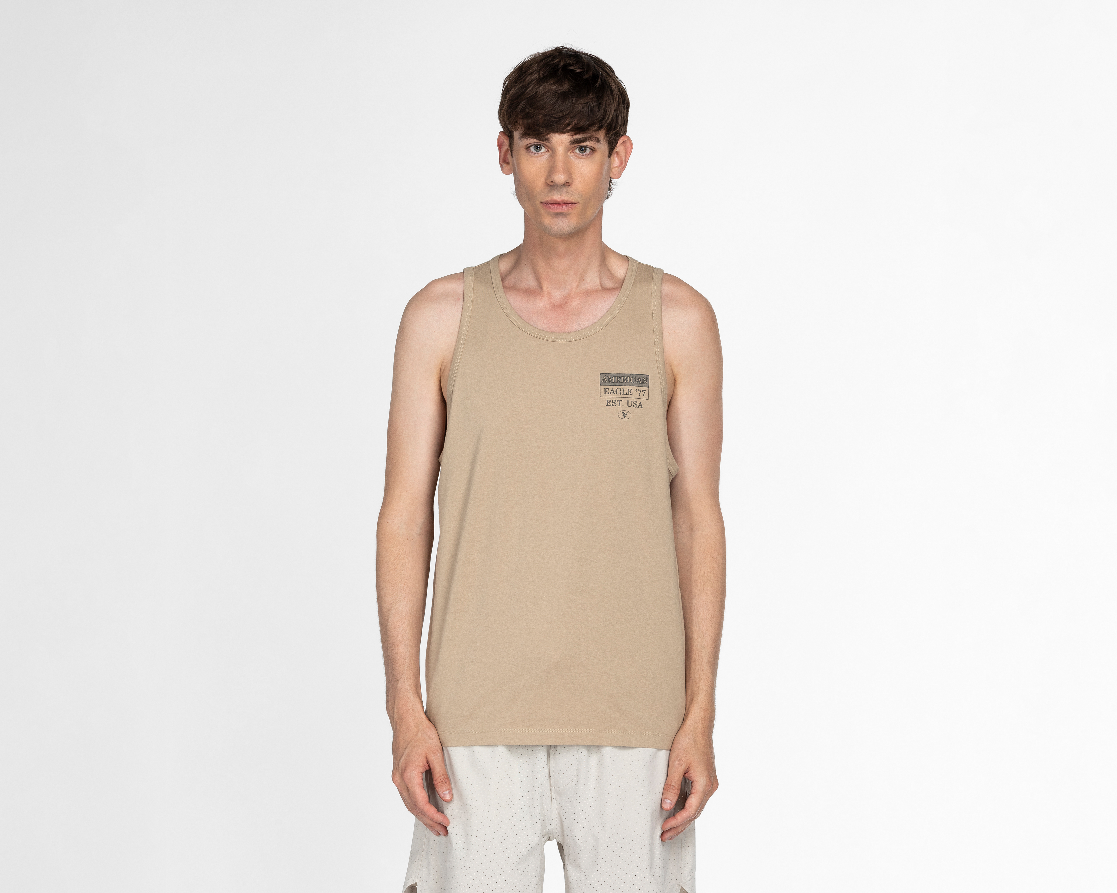 Foto 2 pulgar | Foto 1 | Playera de Cuello Redondo Café American Eagle para Hombre