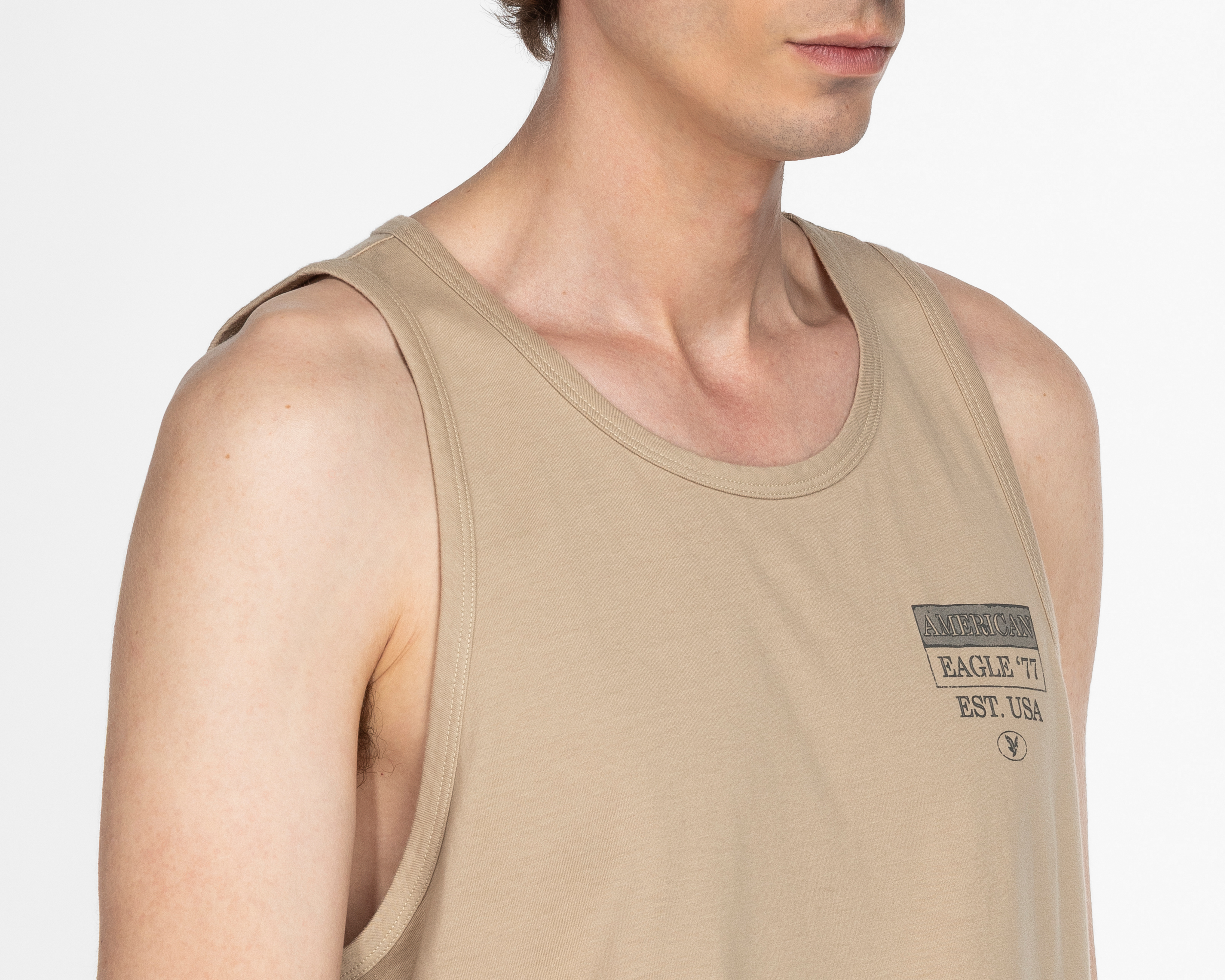 Foto 4 pulgar | Foto 3 | Playera de Cuello Redondo Café American Eagle para Hombre