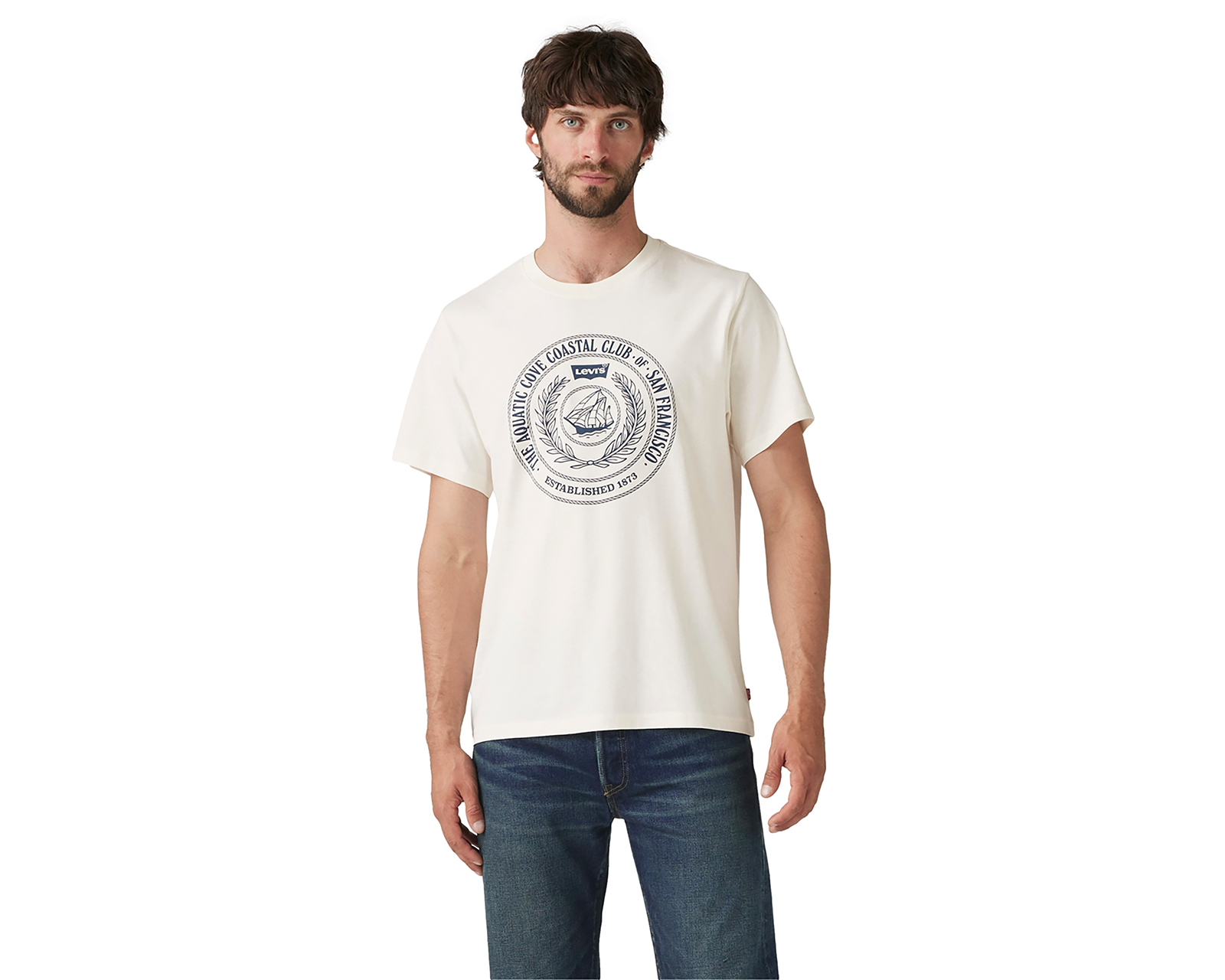 Foto 1 | Foto 1 | Playera Levi's Blanca Cuello Redondo para Hombre