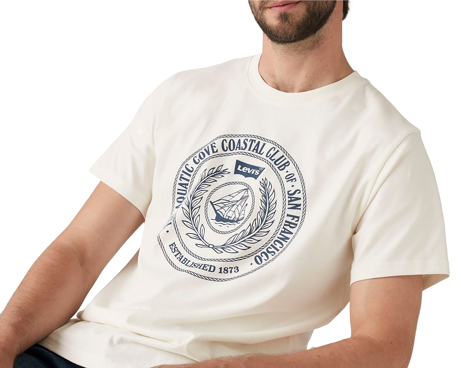 Foto 3 | Foto 3 | Playera Levi's Blanca Cuello Redondo para Hombre