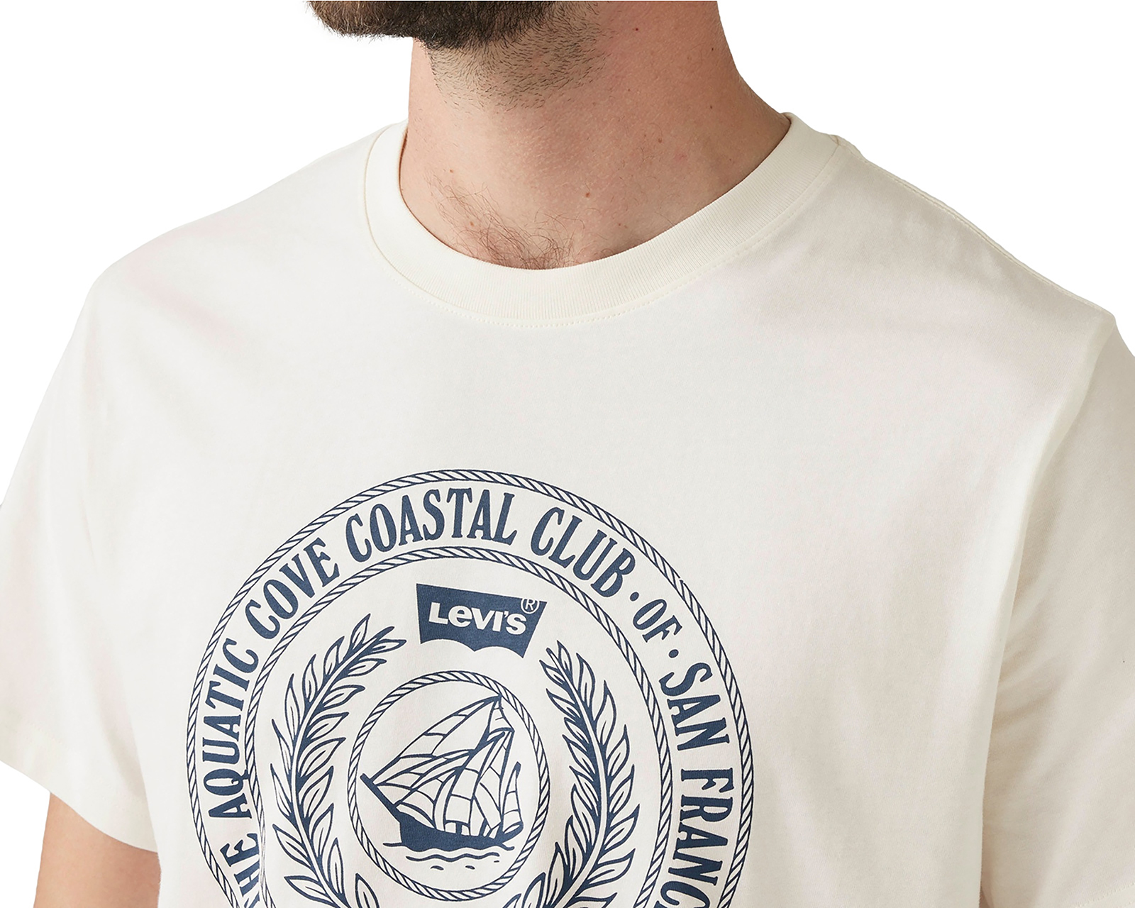 Foto 5 pulgar | Foto 4 | Playera Levi's Blanca Cuello Redondo para Hombre