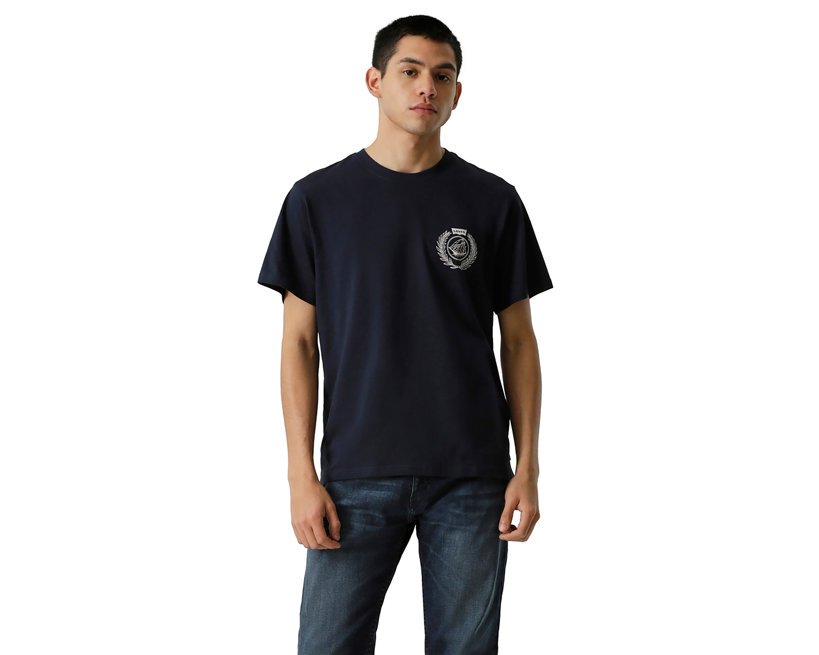 Foto 2 pulgar | Foto 1 | Playera de Cuello Redondo Azul Marino Levi's para Hombre