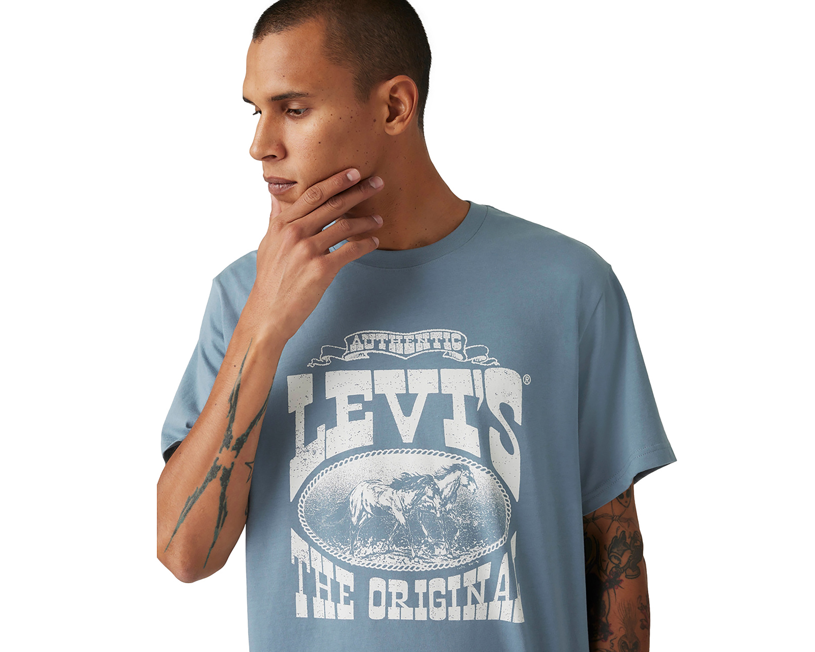 Foto 4 | Foto 4 | Playera Levi's Azul Cuello Redondo para Hombre