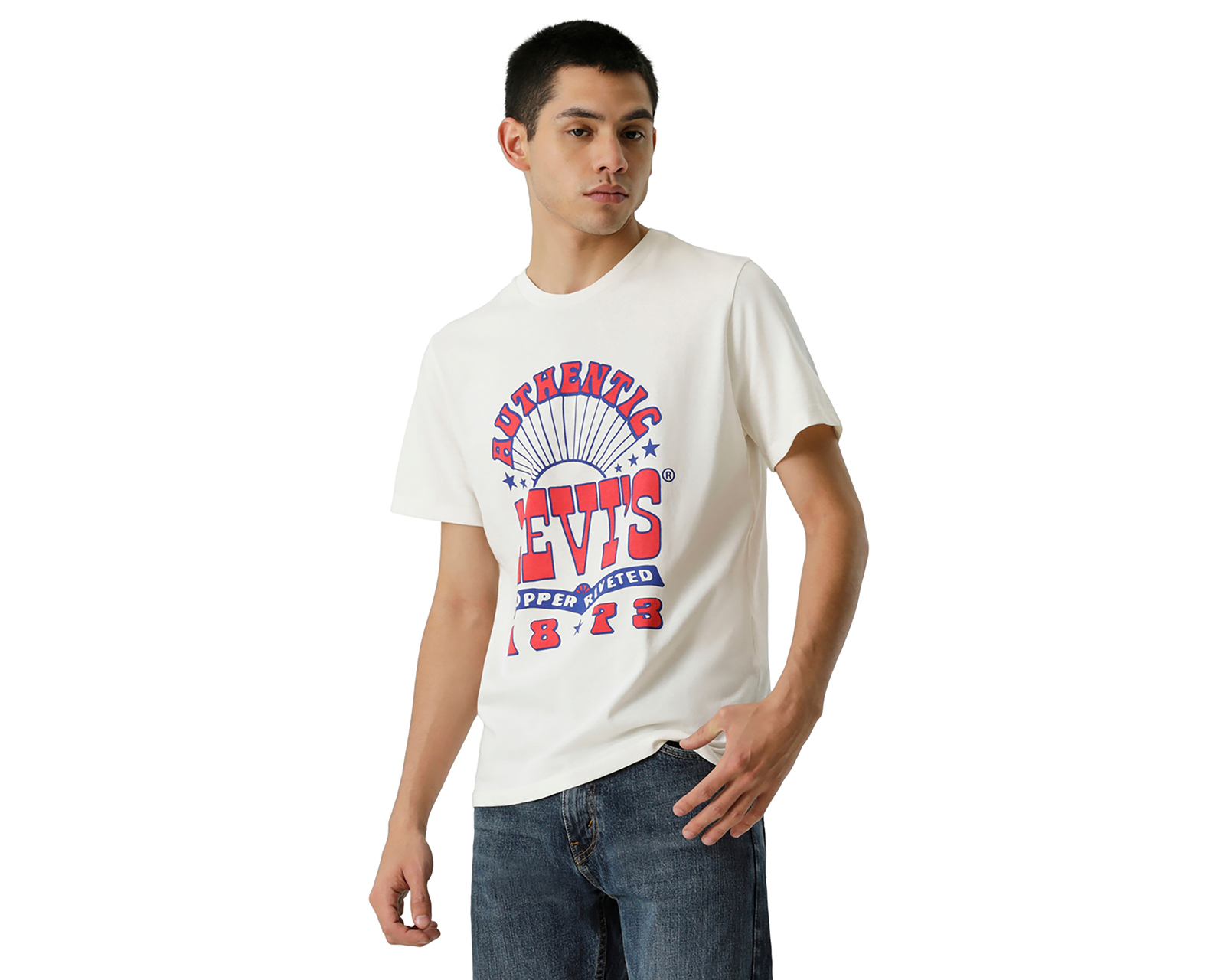 Foto 5 pulgar | Foto 4 | Playera Levi's Blanca Cuello Redondo para Hombre