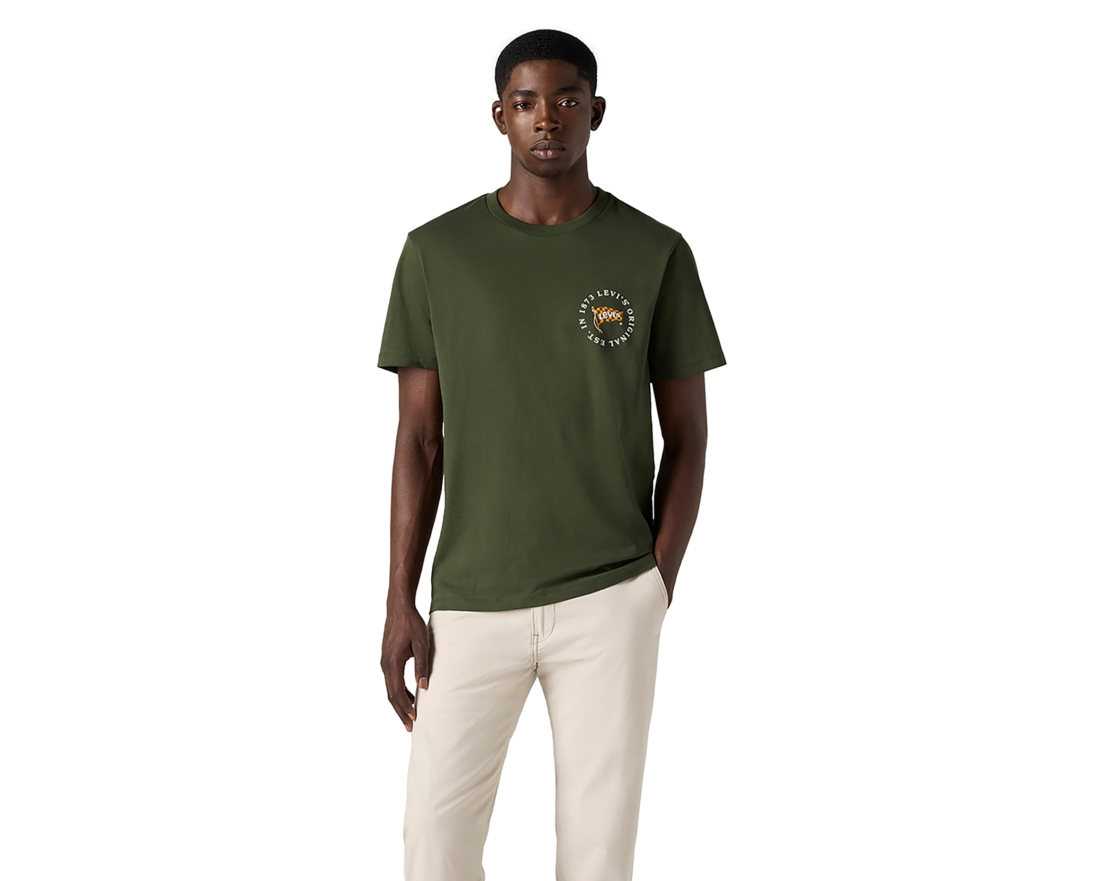 Foto 2 pulgar | Foto 1 | Playera de Cuello Redondo Levi's Verde para Hombre