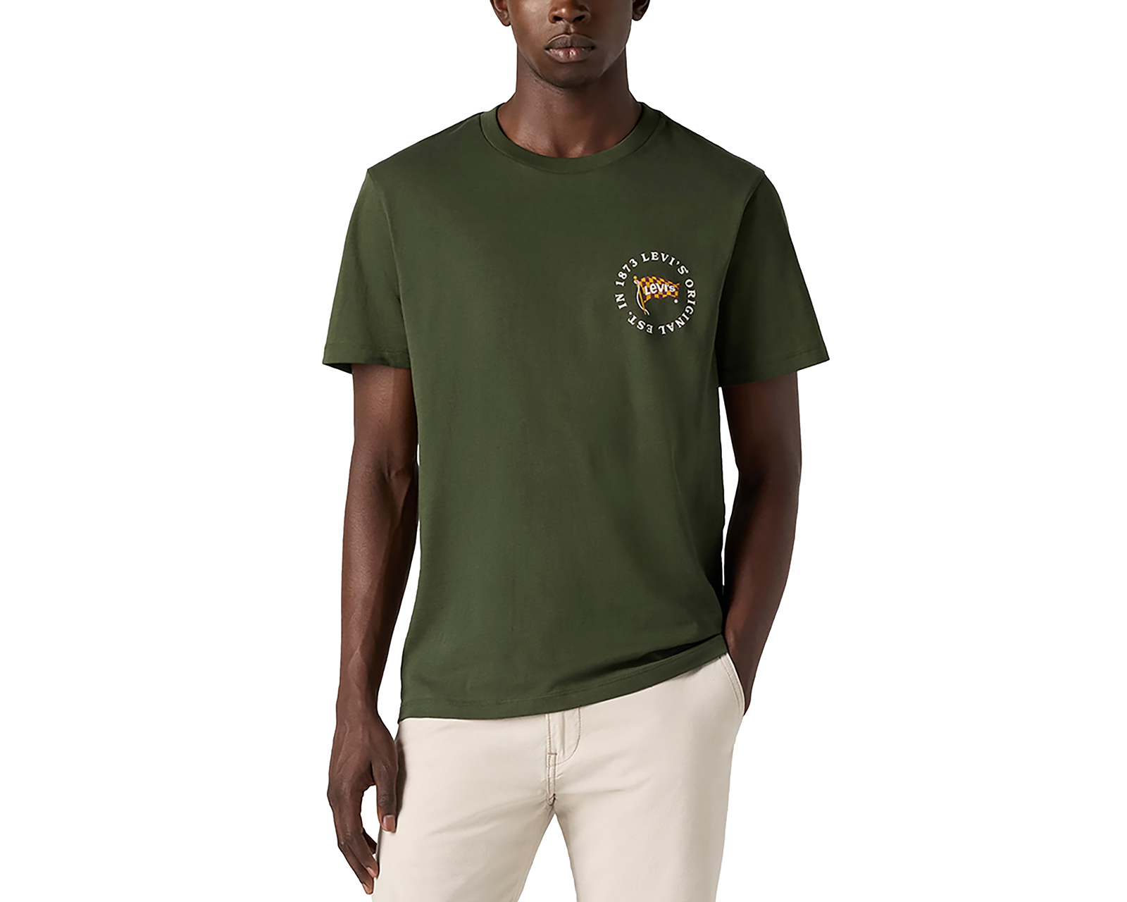 Foto 4 pulgar | Foto 3 | Playera de Cuello Redondo Levi's Verde para Hombre
