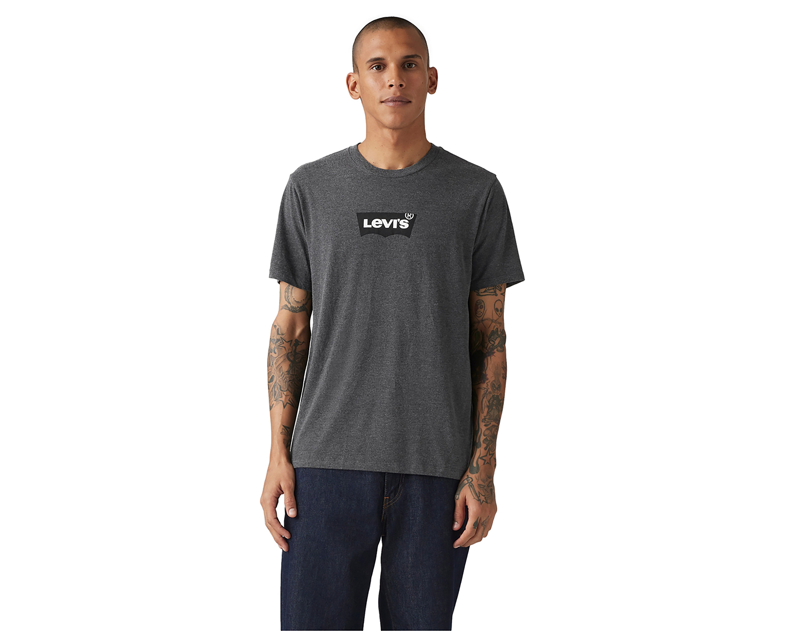 Foto 2 pulgar | Foto 1 | Playera Levi's Negra Cuello Redondo para Hombre