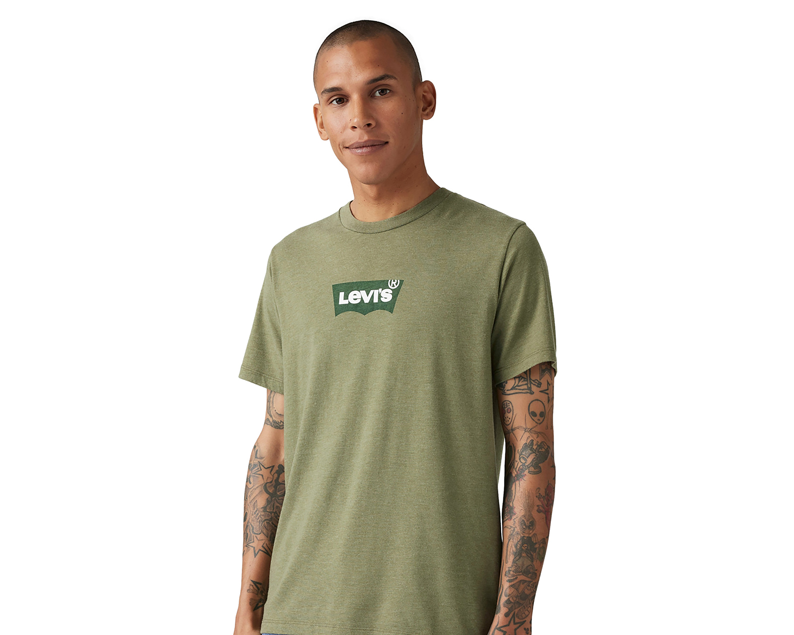 Foto 4 pulgar | Foto 3 | Playera Levi's Verde Cuello Redondo para Hombre