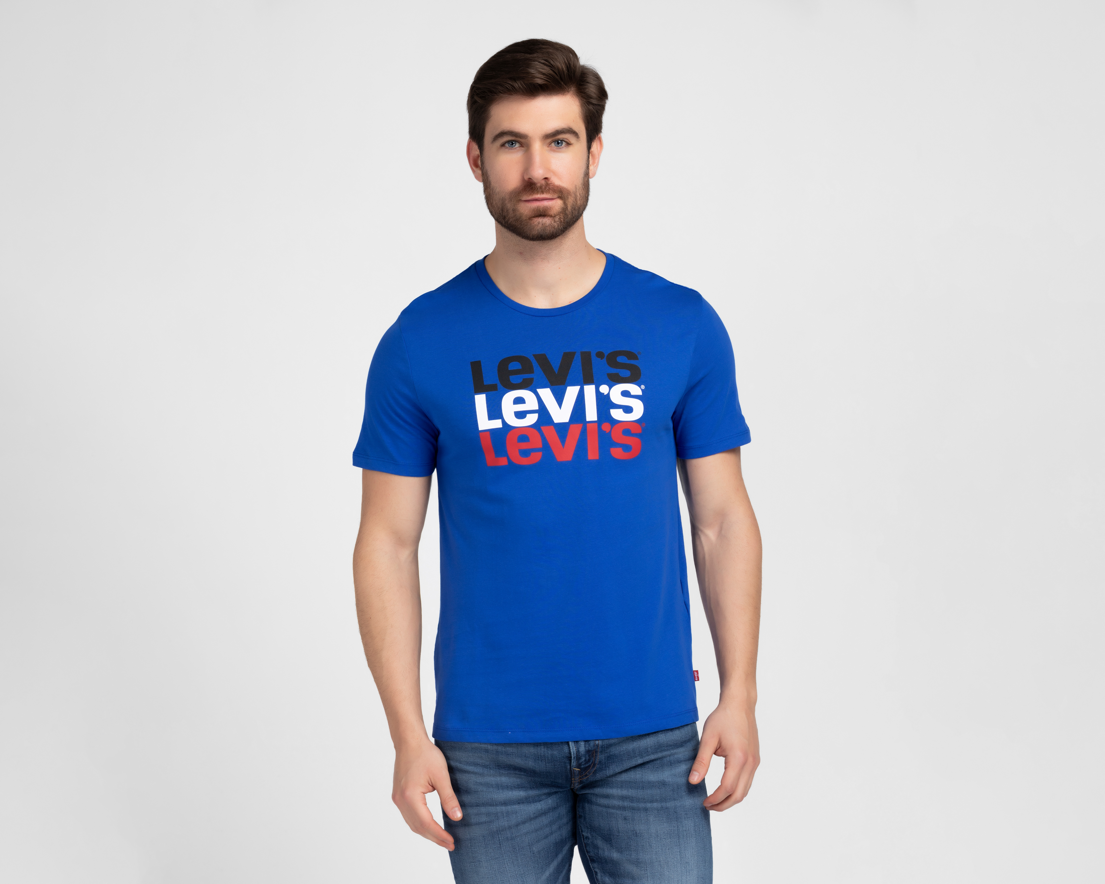 Foto 2 pulgar | Foto 1 | Playera de Cuello Redondo Levi's Azul para Hombre