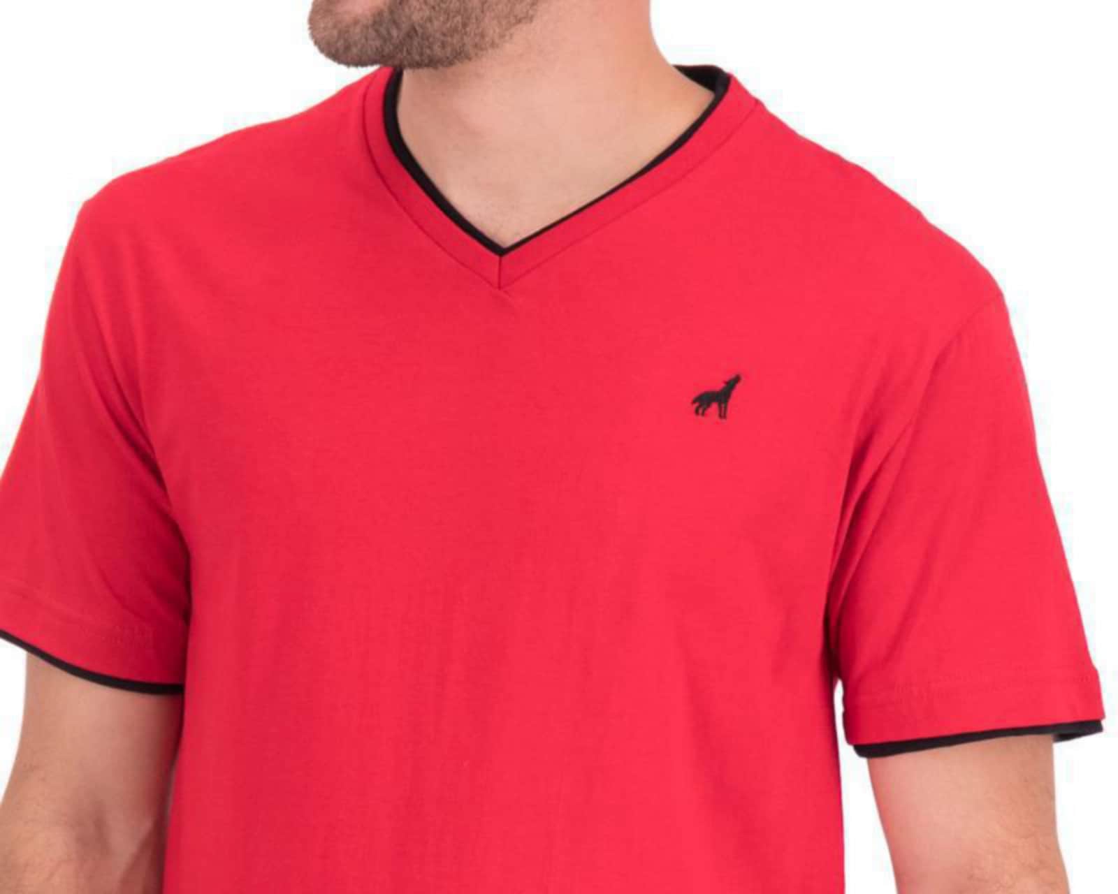 Foto 4 pulgar | Foto 3 | Playera de Cuello V Roja Refill para Hombre