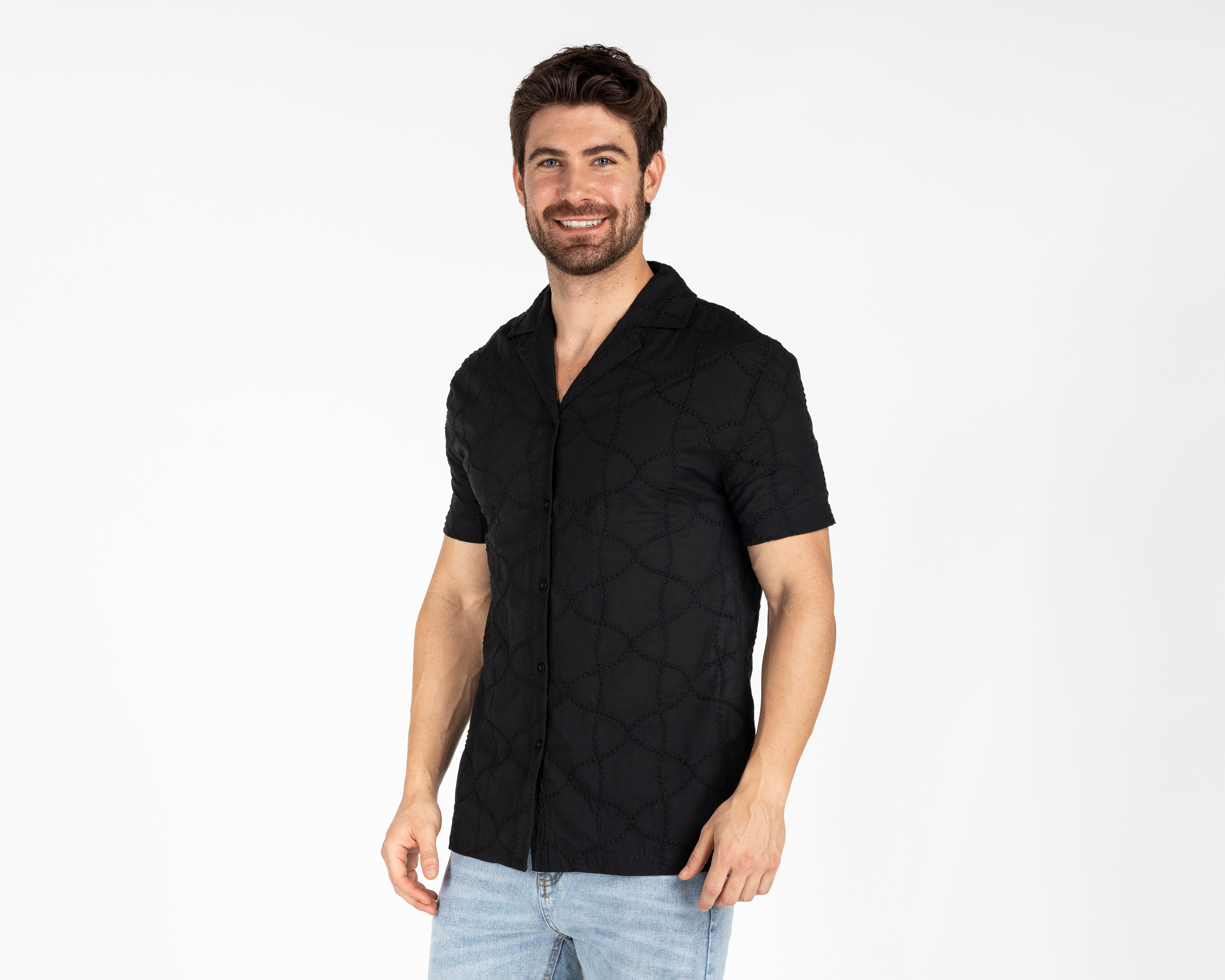 Foto 1 | Foto 1 | Camisa Casual de Algodón Forever 21 Regular Negra para Hombre