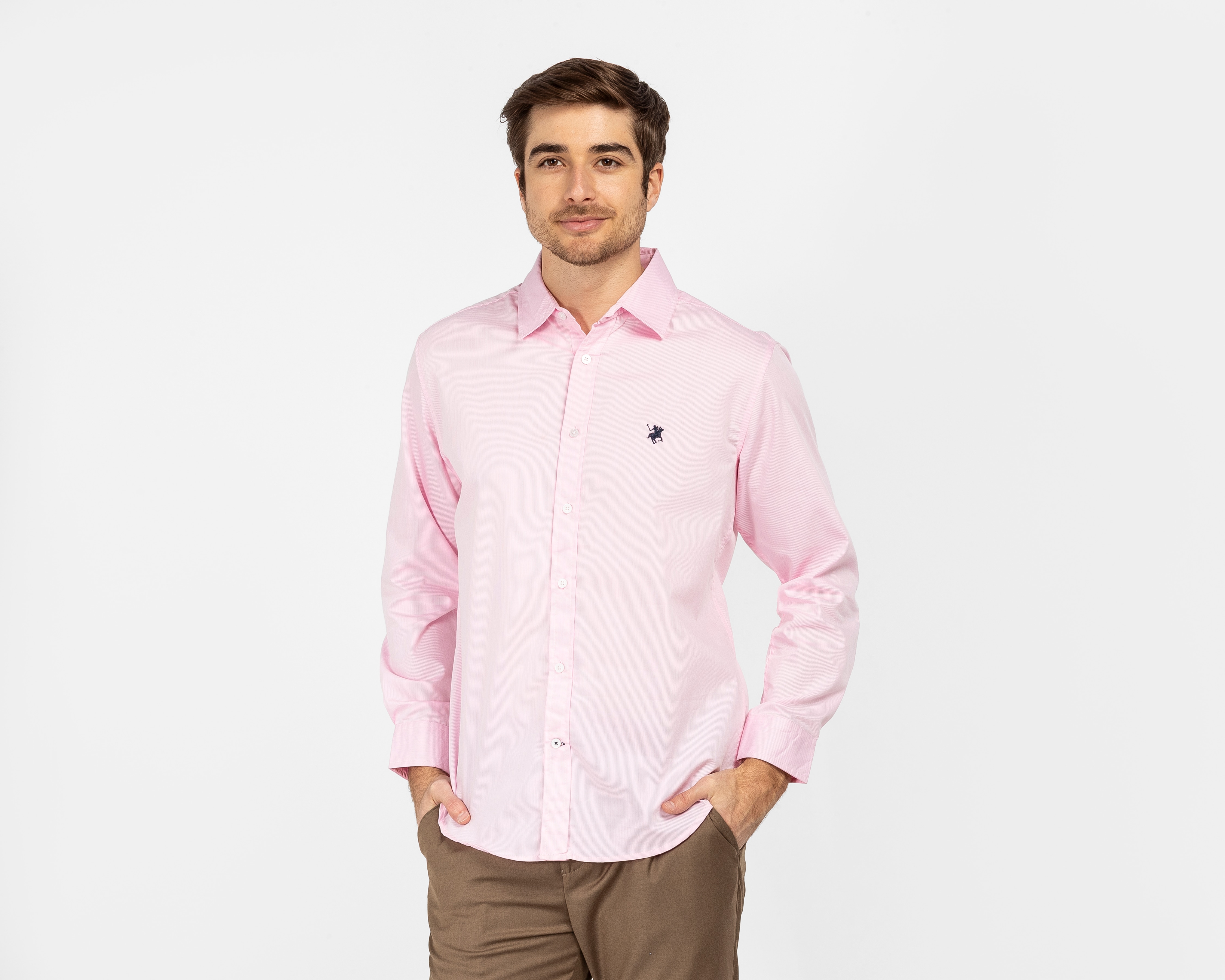 Camisa de Vestir York Team Polo Club Manga Larga Cuello Americano para Hombre