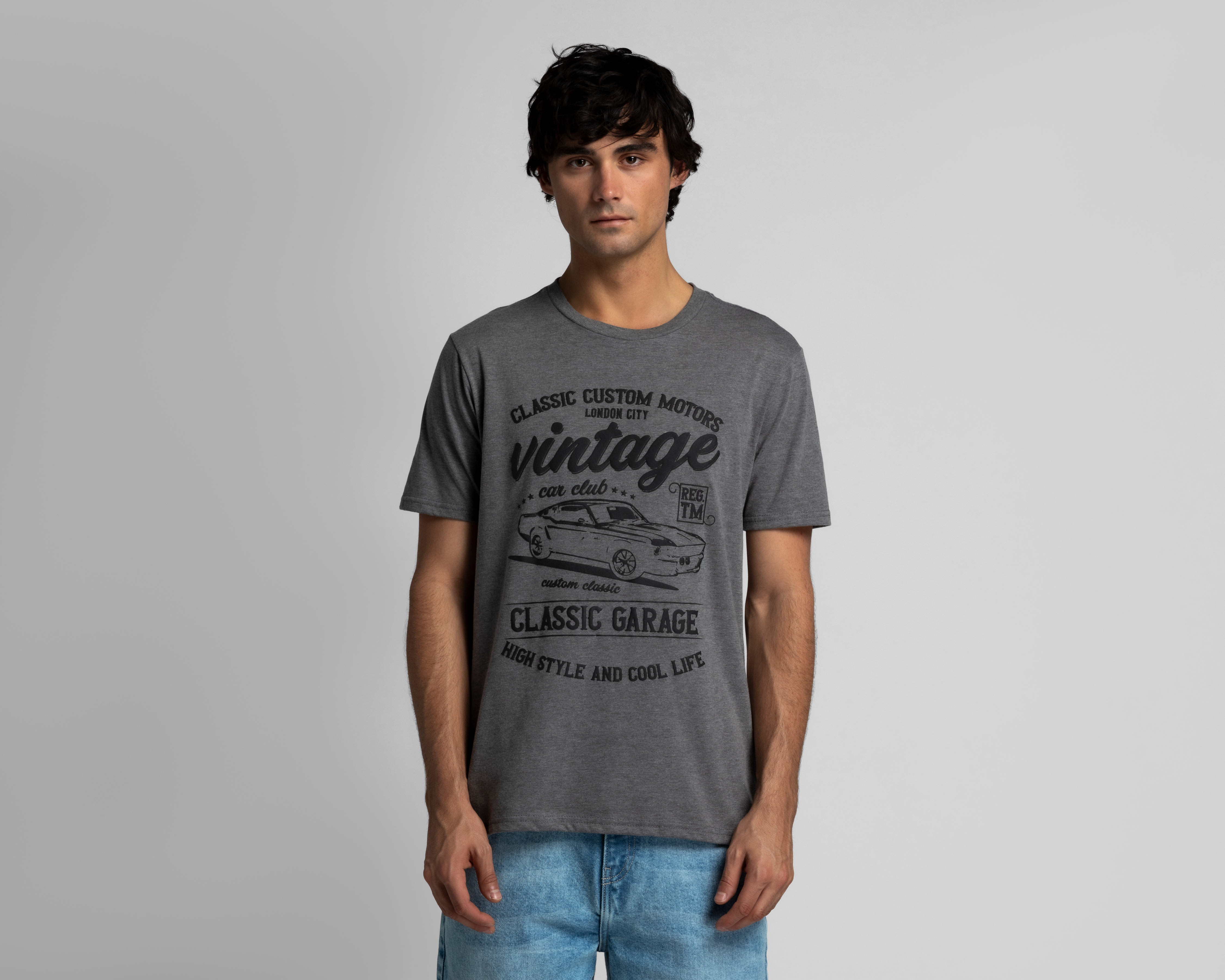 Playera Cuello Redondo Refill Gris para Hombre