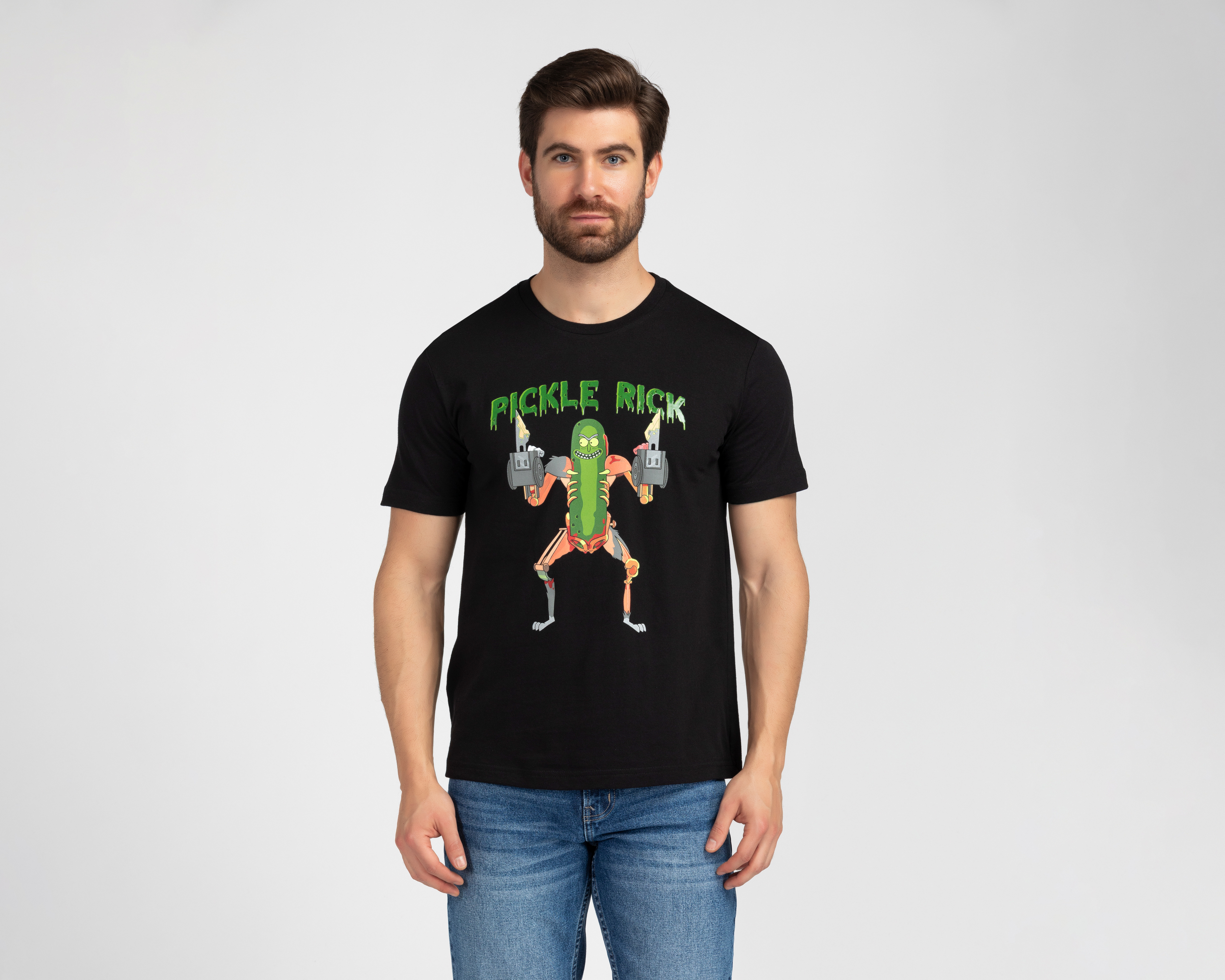 Playera de Cuello Redondo Negra Rick & Morty para Hombre